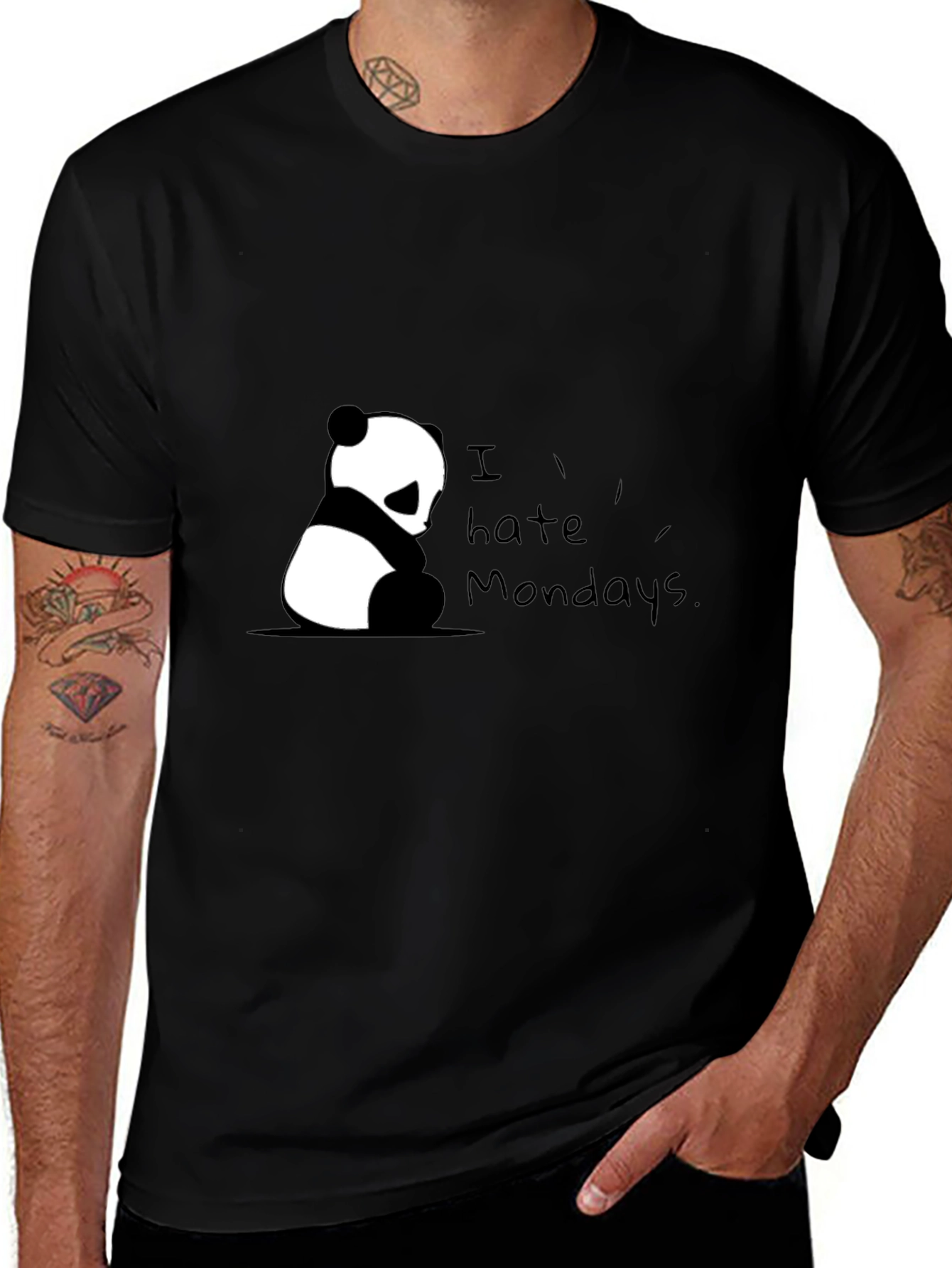 Variant 3 of I Hate Mondays Panda Black T-Shirt