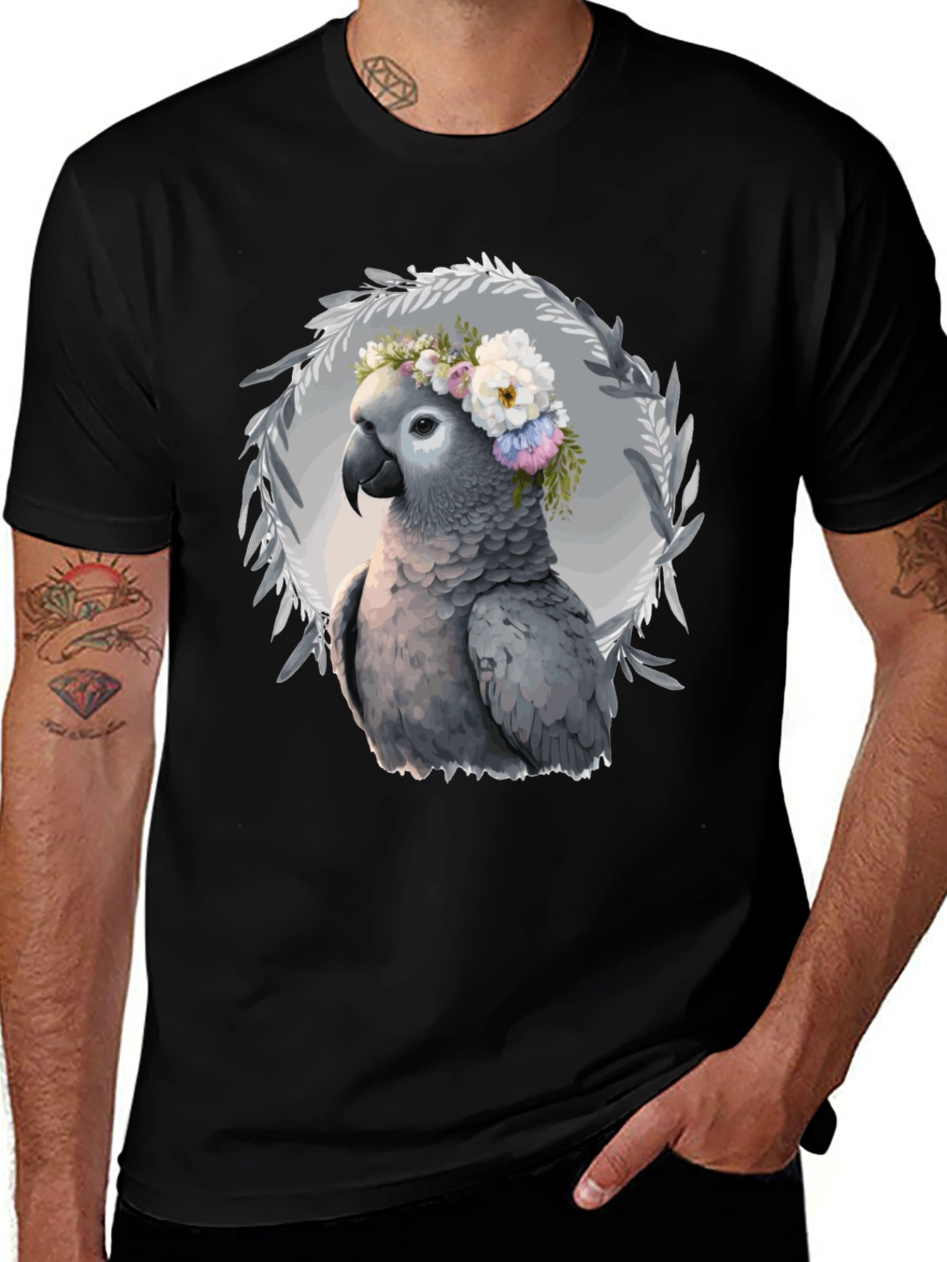 Variant 15 of Parrot Floral Wreath T-Shirt