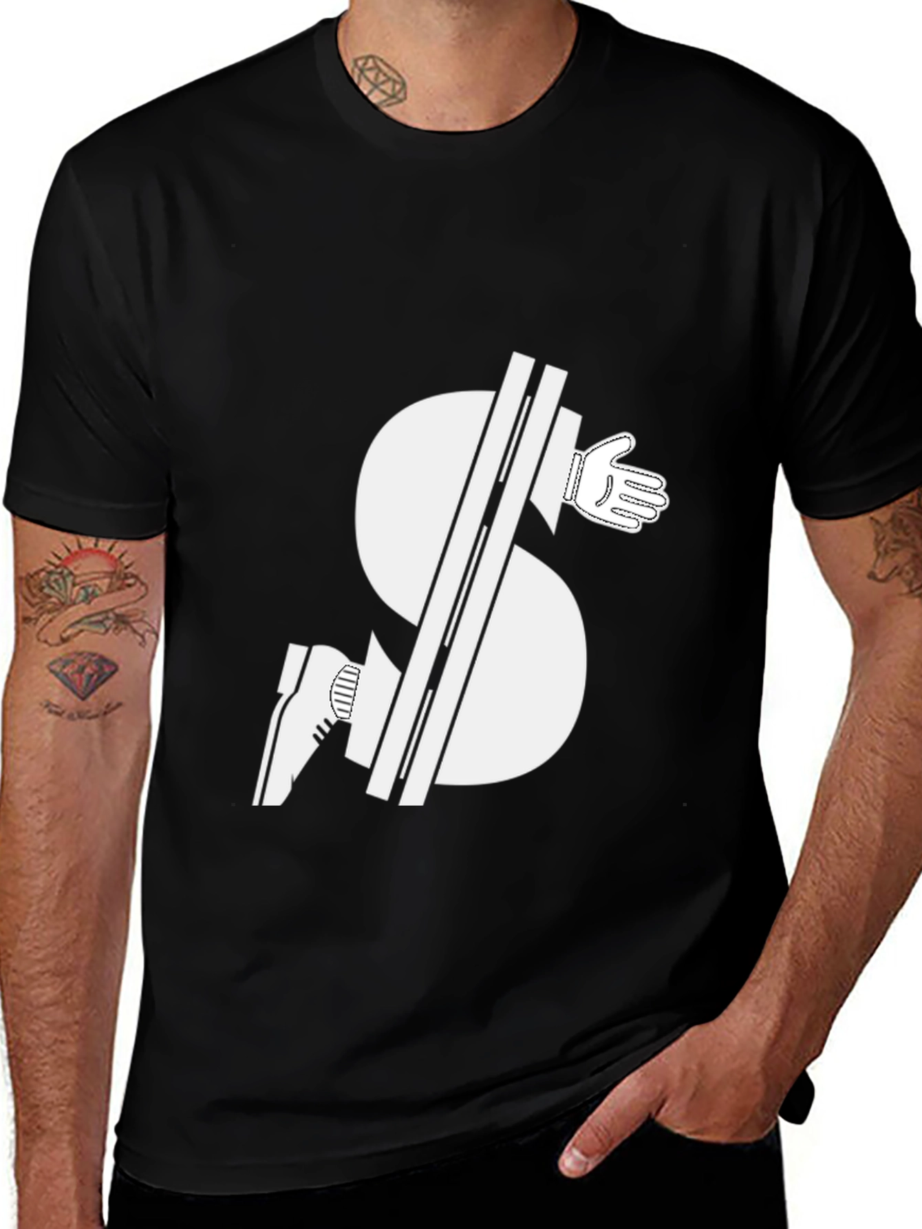 Variant 10 of Novelty Black T-Shirt: Dollar Sign Handshake Graphic
