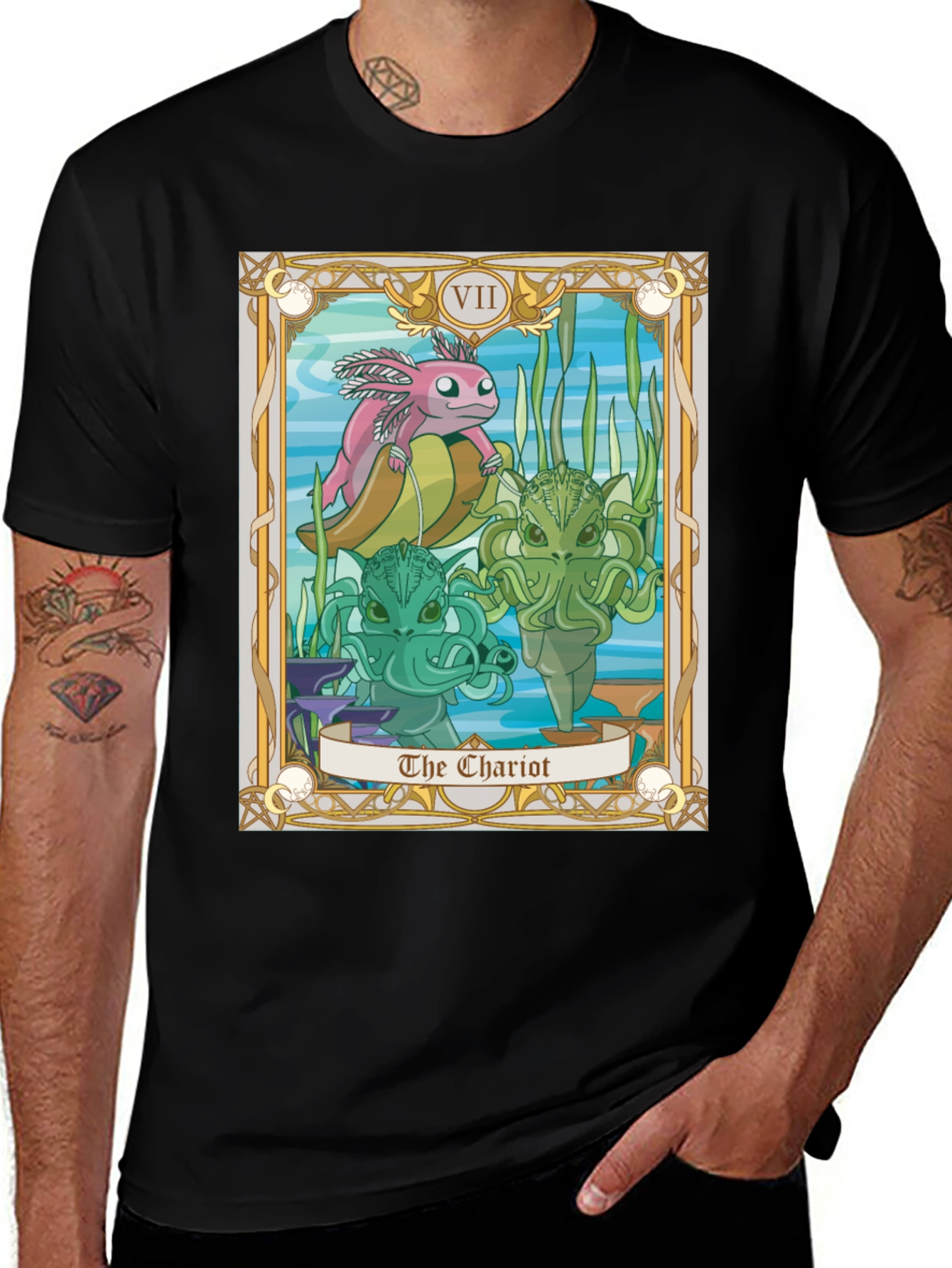 Variant 9 of Axolotl Chariot Tarot Card T-Shirt