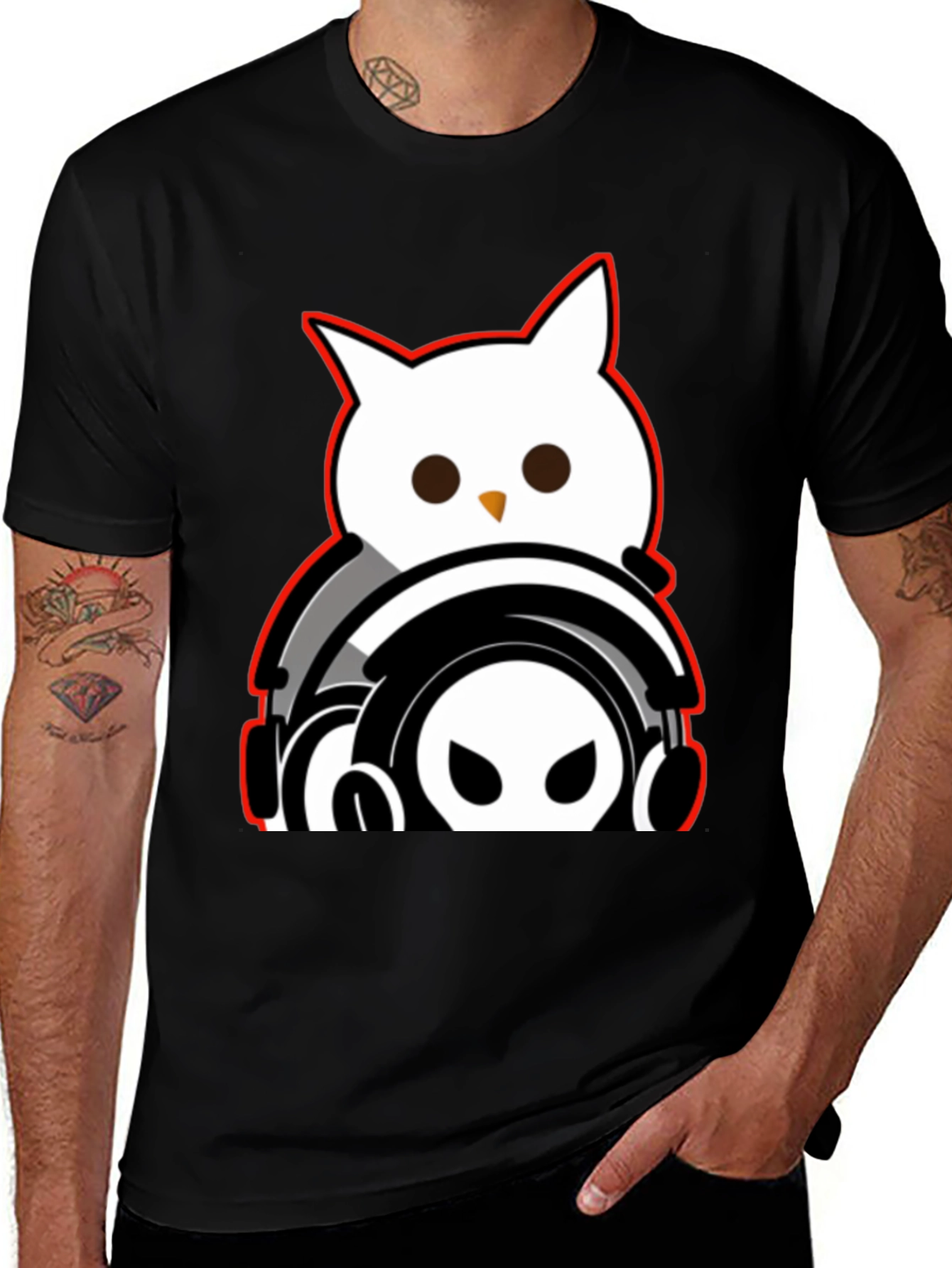 Variant 5 of Owl DJ Graphic Tee - Black