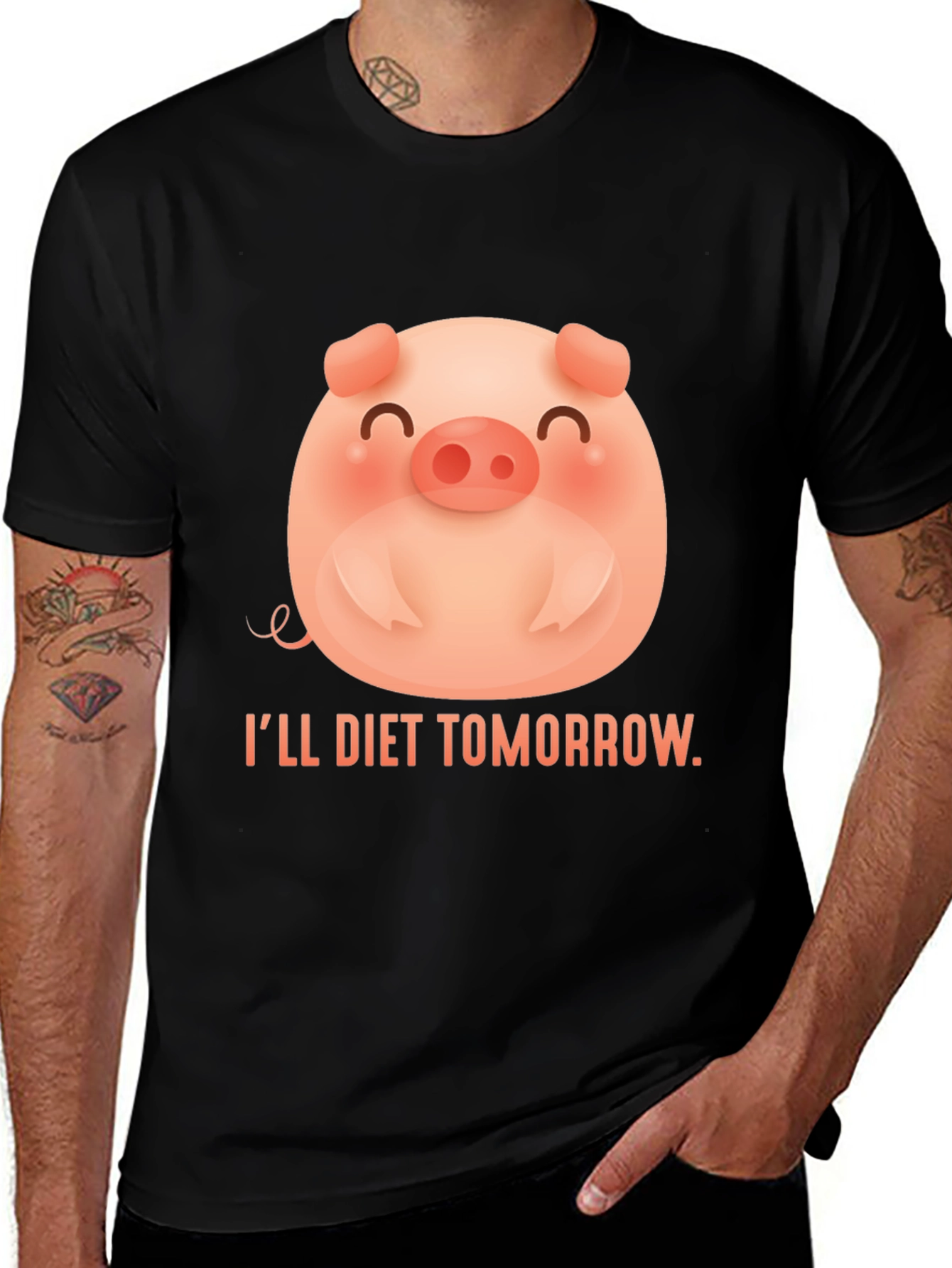 Variant 10 of Funny Pig Diet T-Shirt - I'll Diet Tomorrow!