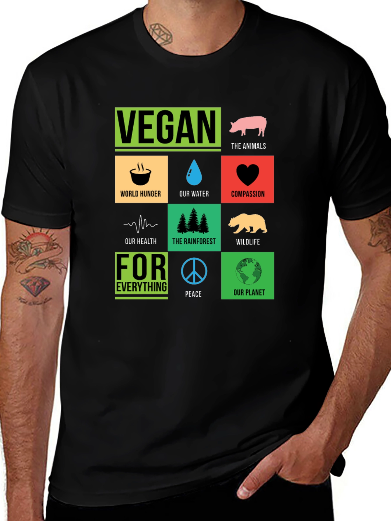 Variant 5 of Vegan T-Shirt: Compassion, Planet, Animals, Peace