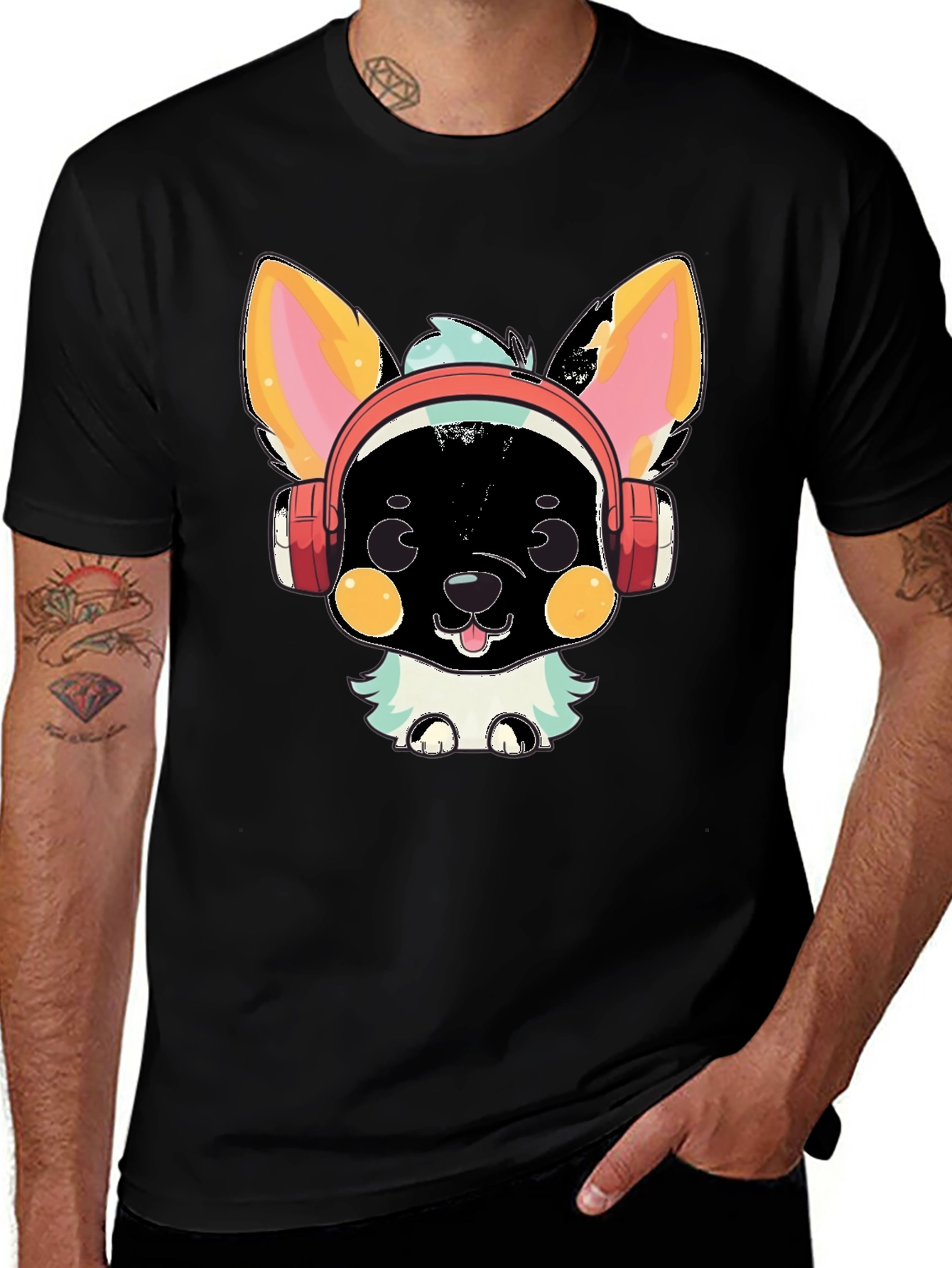 Black Cool Canine Beats T-Shirt main image
