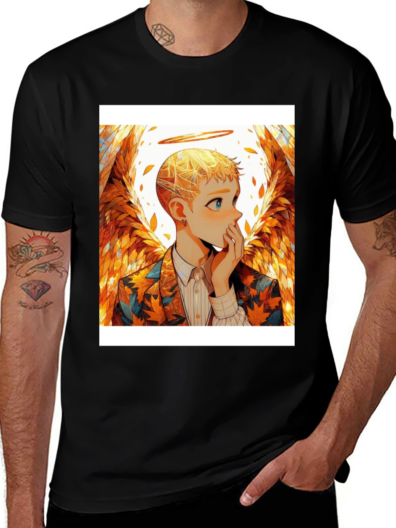 Variant 9 of Angel Anime Graphic Black T-Shirt