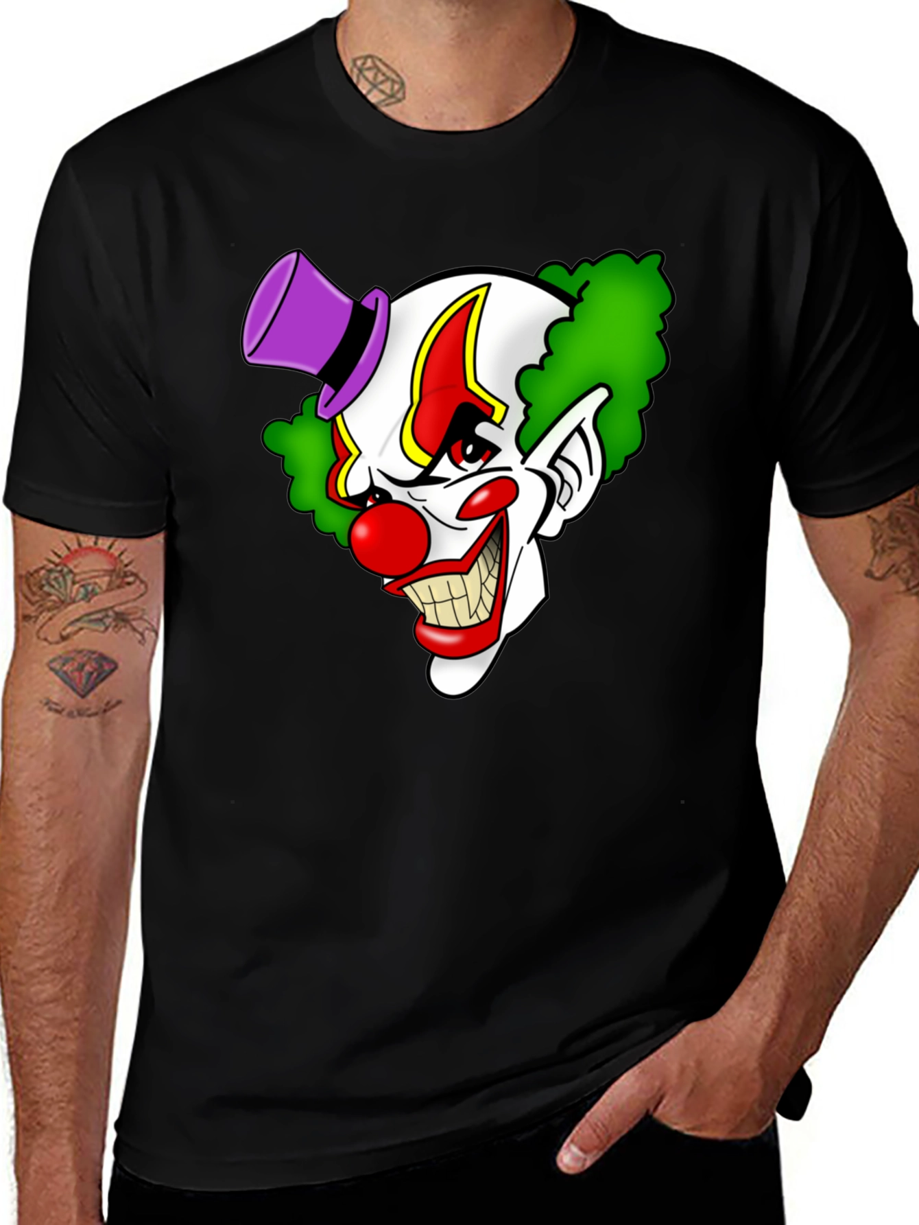 Variant 24 of Creepy Clown Graphic Tee - Men's Black T-Shirt