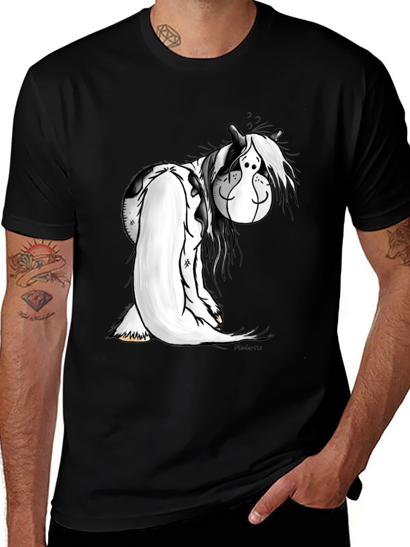 Funny Horse Graphic Black T-Shirt