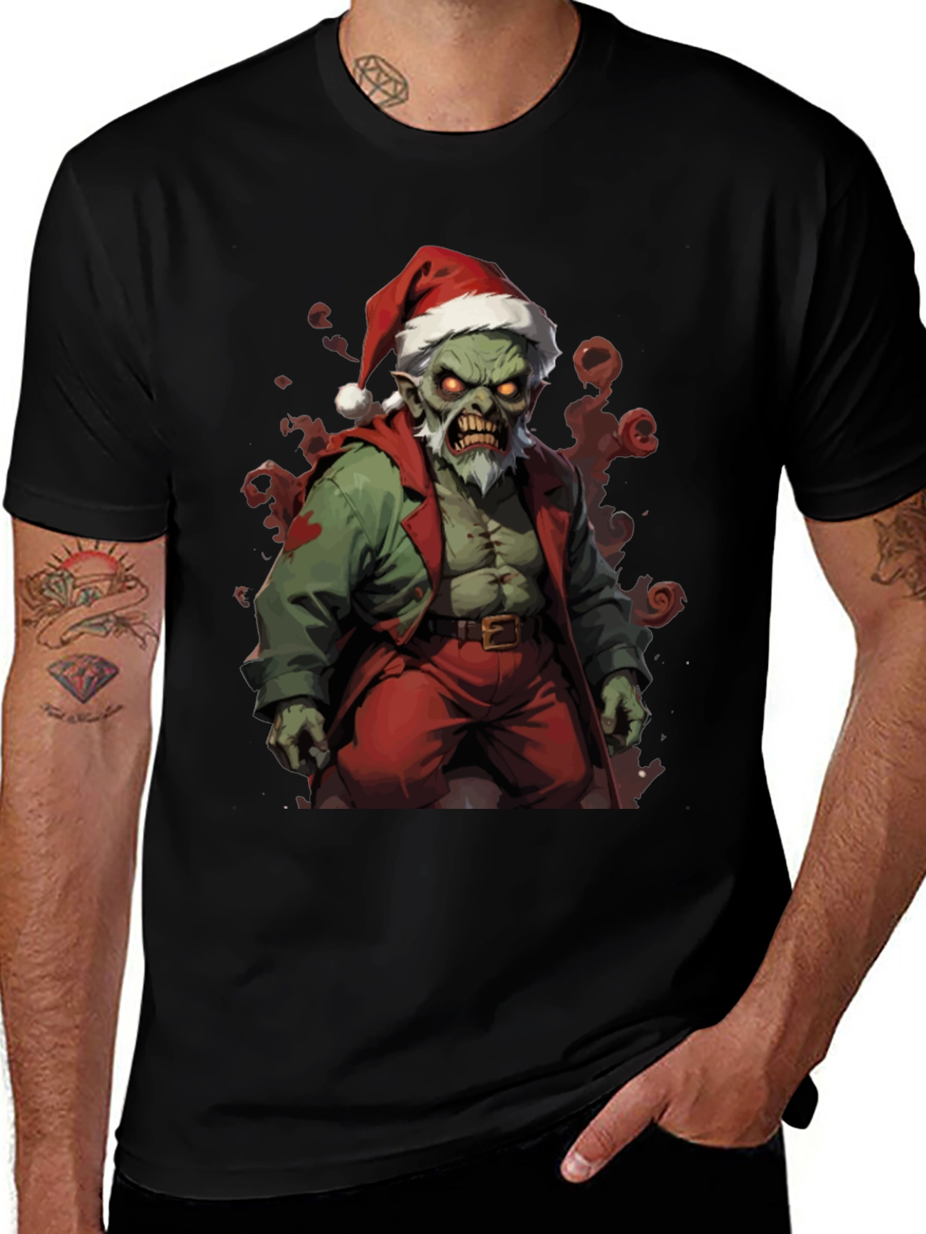 Variant 23 of Zombie Santa T-Shirt - Holiday Horror Style