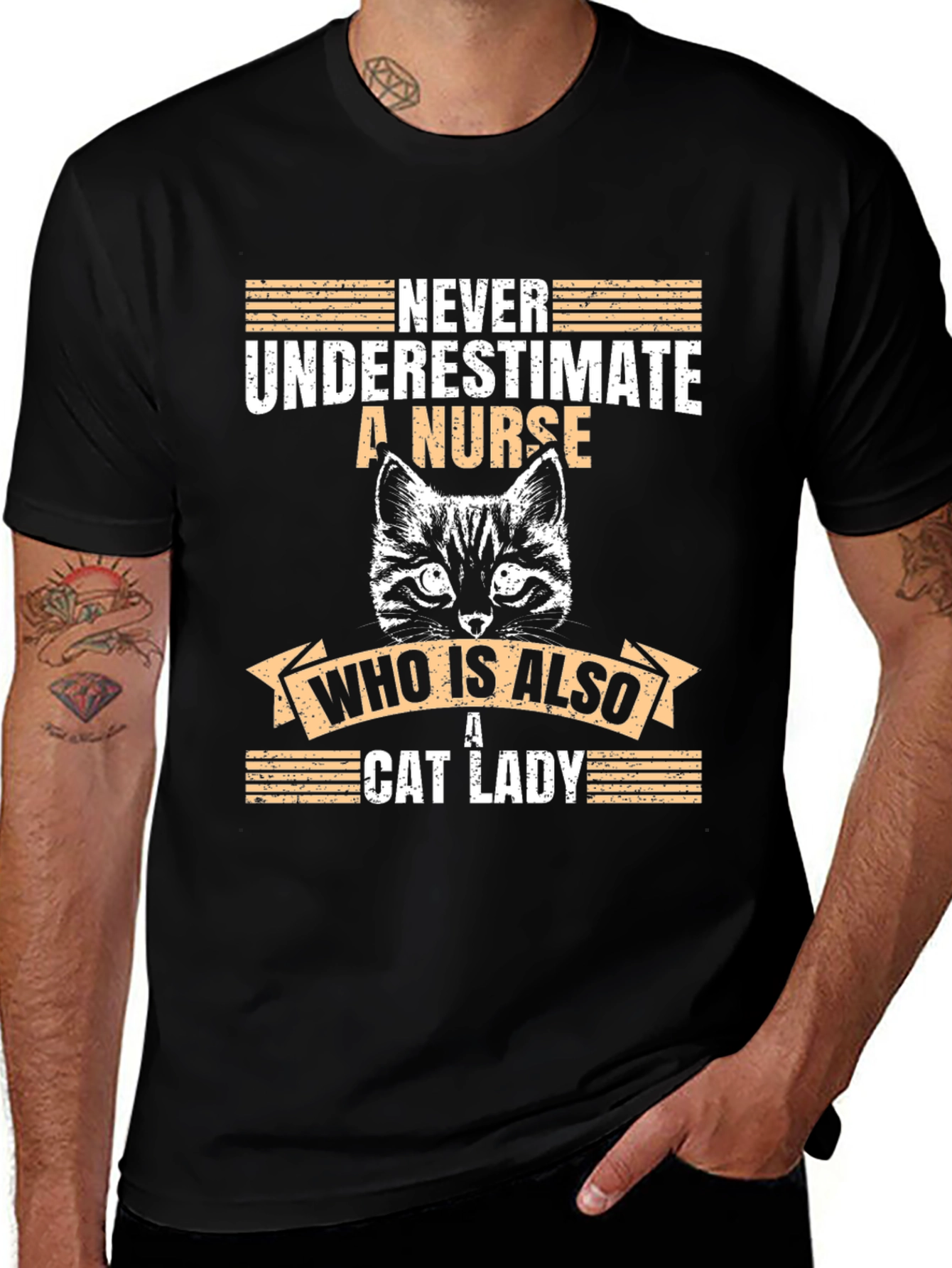 Variant 12 of Never Underestimate A Nurse Cat Lady T-Shirt