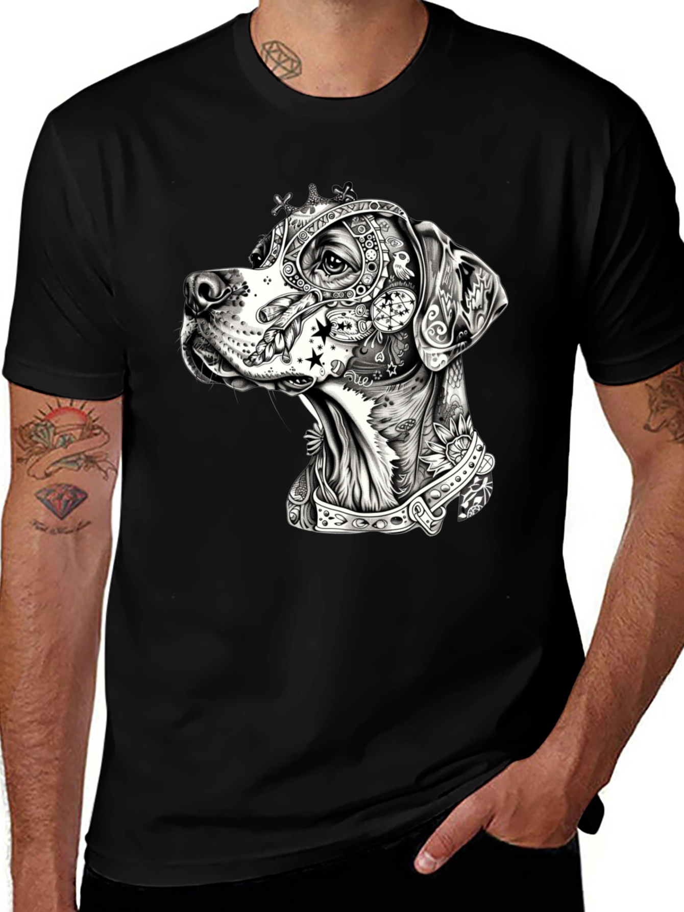 Variant 8 of Dog Portrait Graphic Black T-Shirt