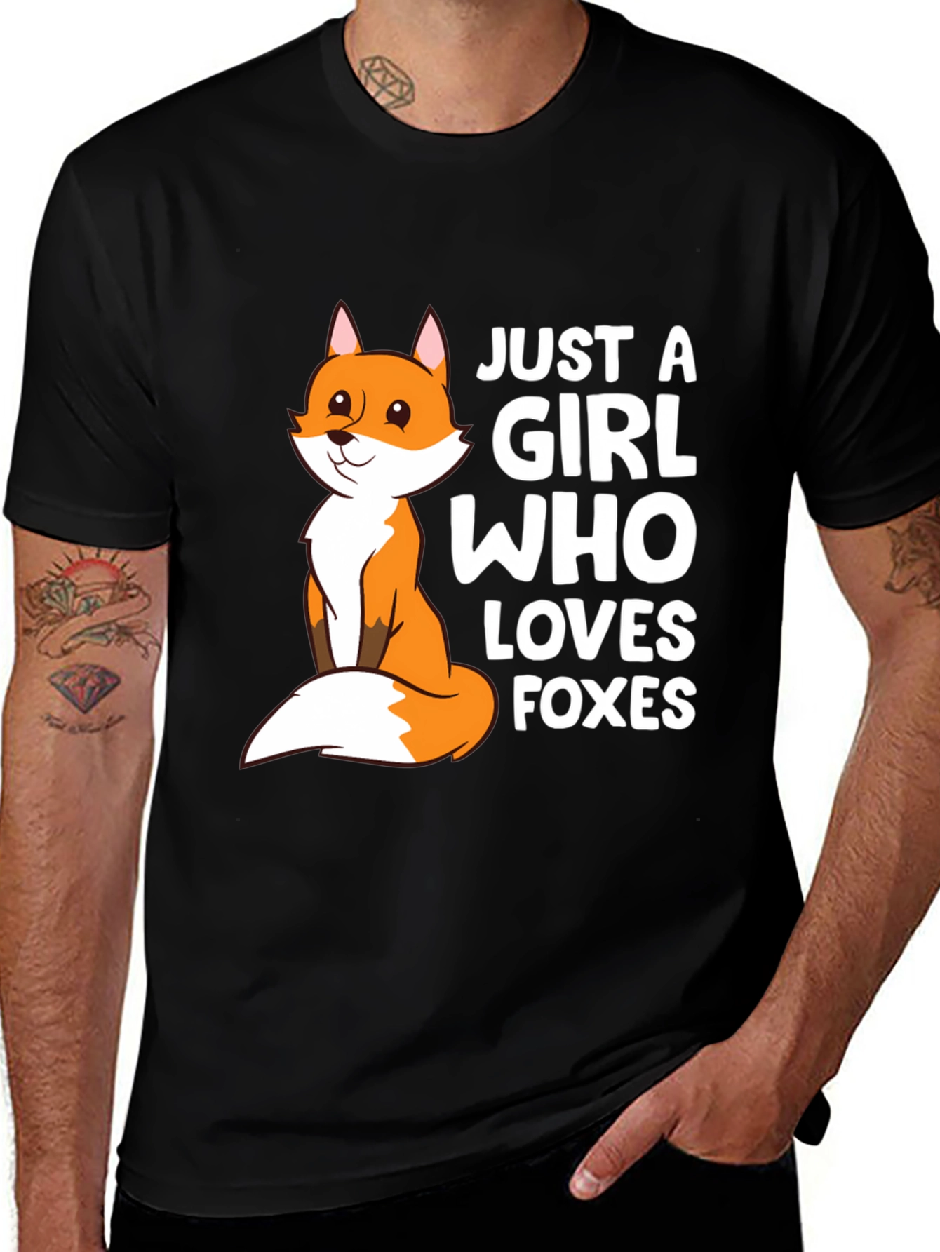 Black Just A Girl Who Loves Foxes T-Shirt Cute Fox Graphic Tee main image