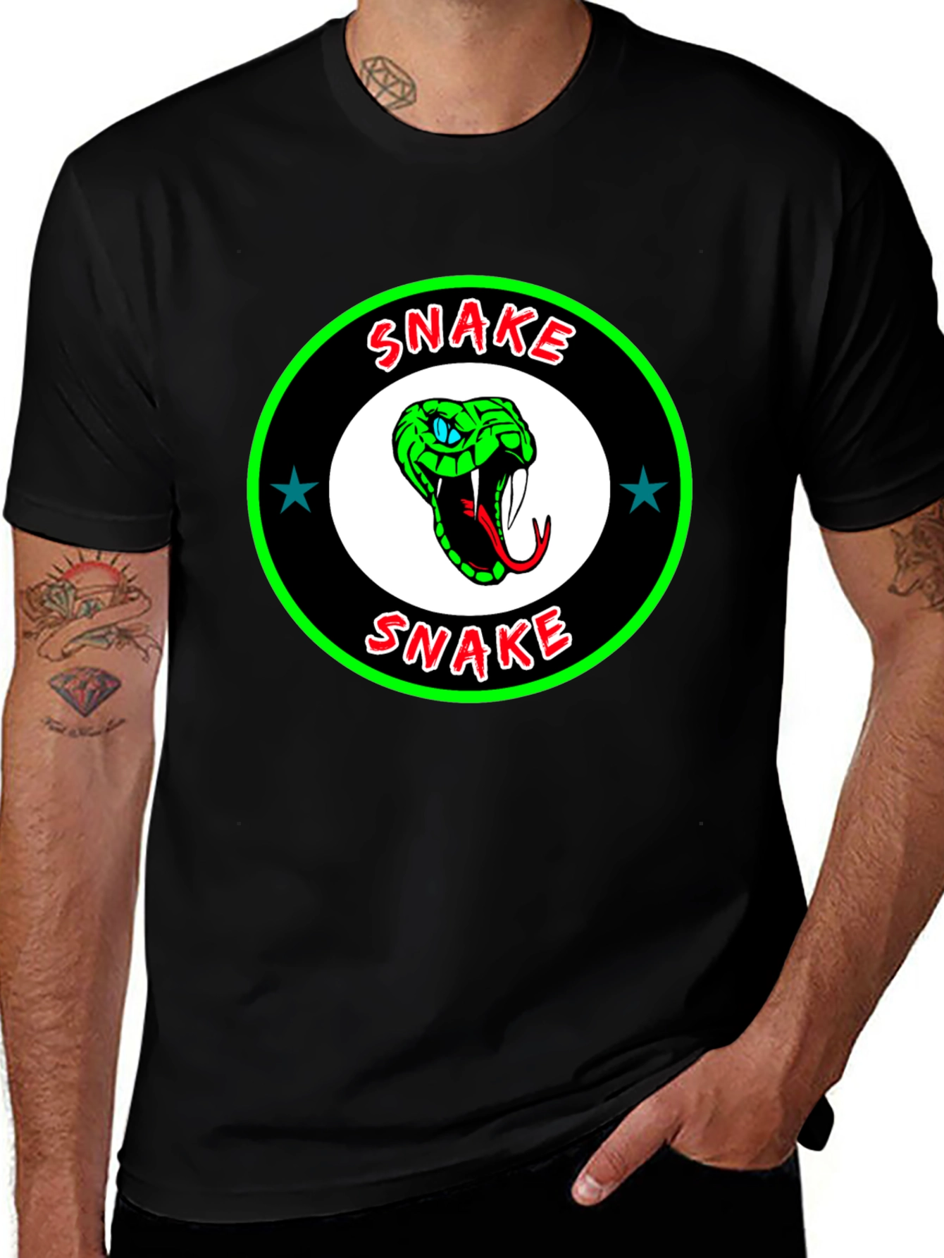 Variant 27 of Snake Graphic Print Black T-Shirt