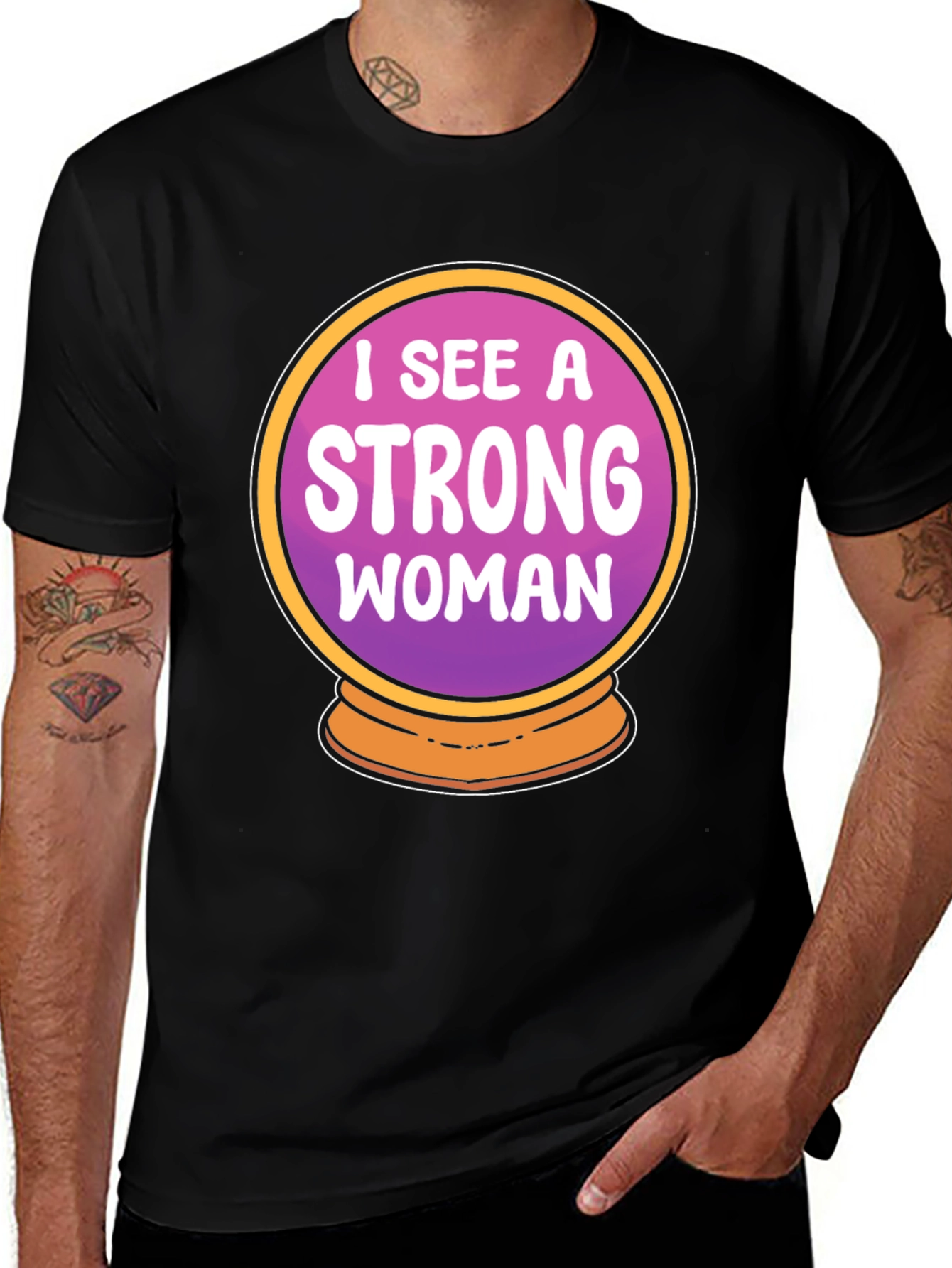 Variant 29 of Strong Woman Crystal Ball Graphic Tee - Black