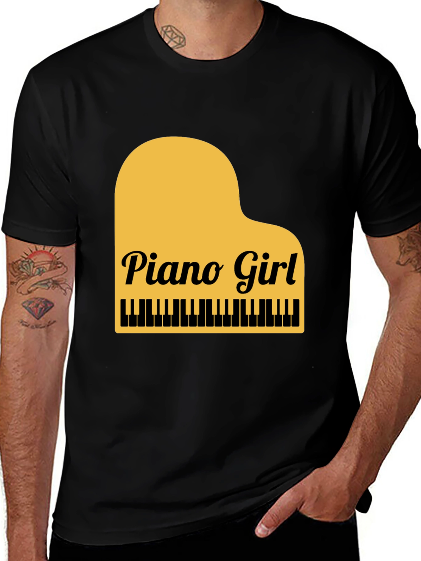 Variant 3 of Piano Girl Graphic Tee - Black Cotton Blend