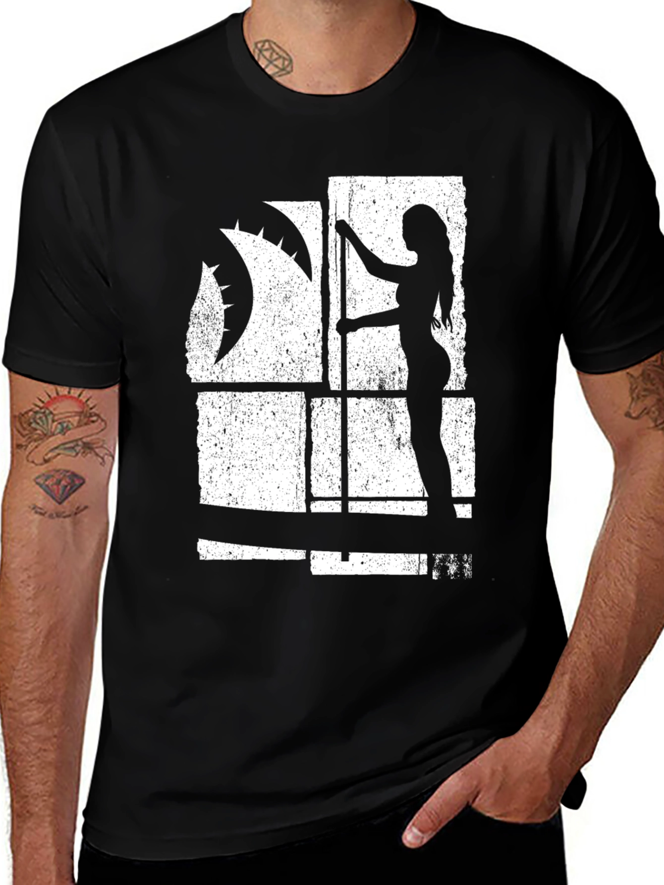 Shark Fin Pole Dance T-Shirt - Novelty Graphic Tee
