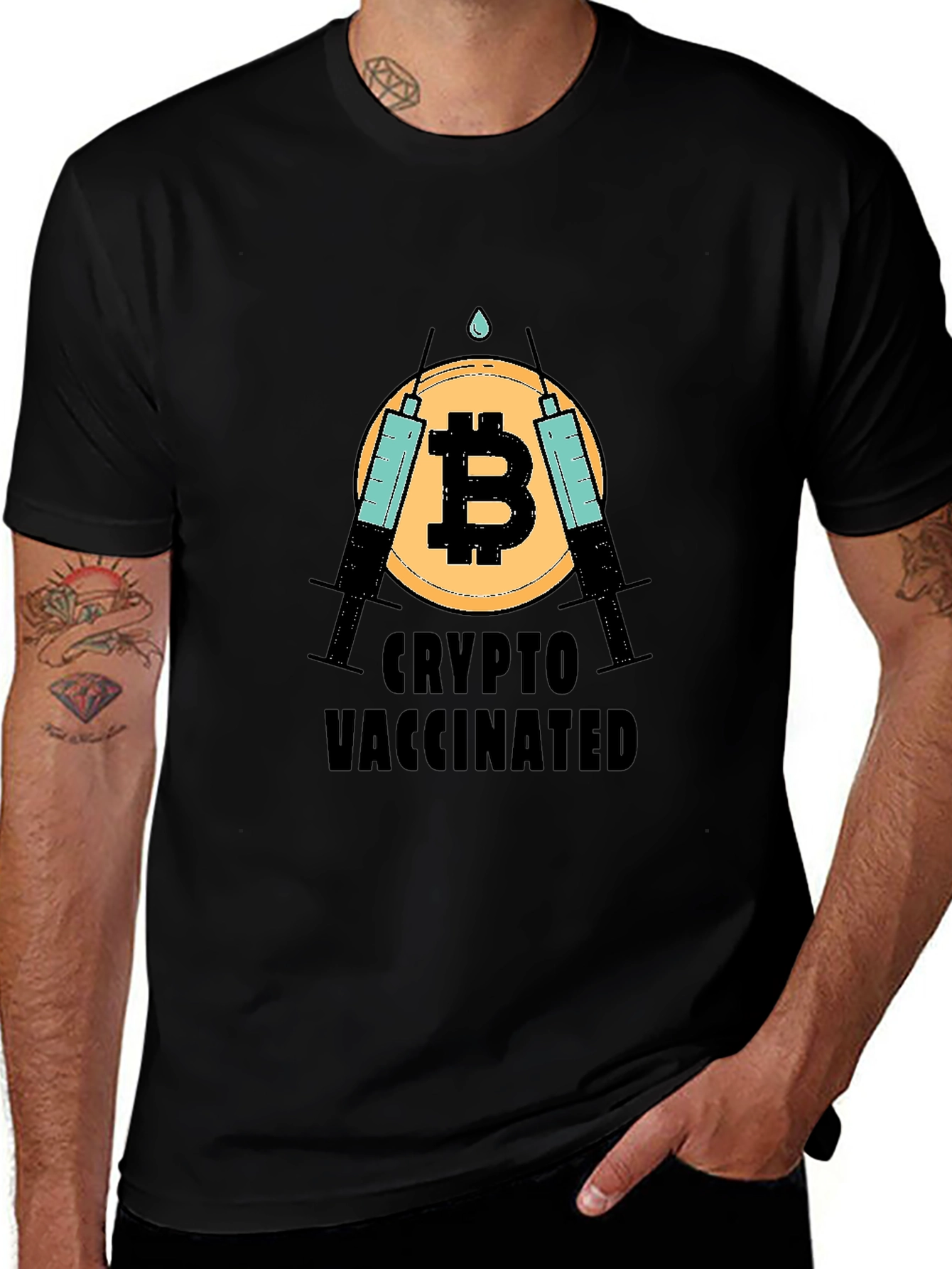 Variant 8 of Crypto Vaccinated Bitcoin T-Shirt - Black