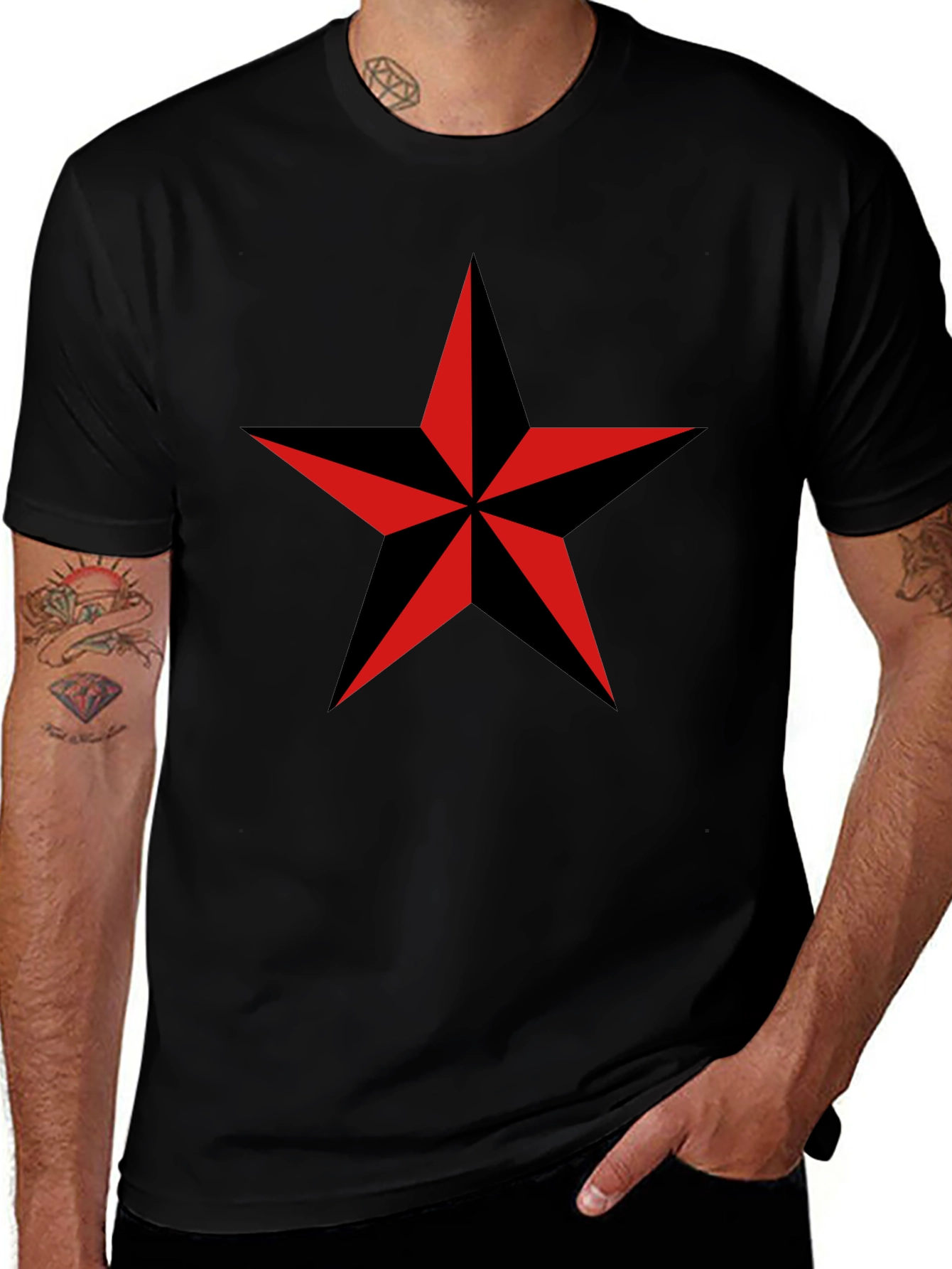 Nautical Star Graphic T-Shirt - Classic Crew Neck