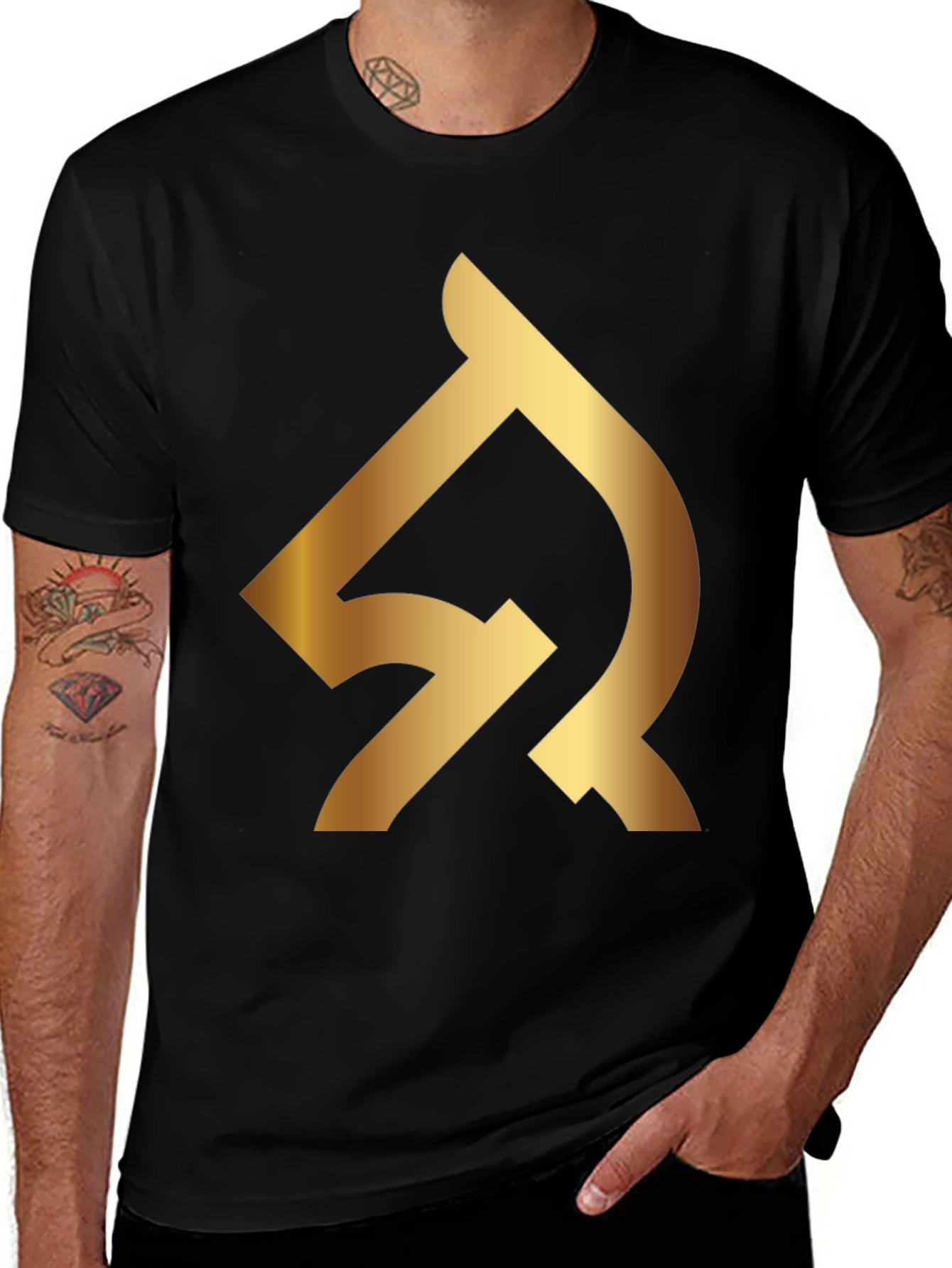 Variant 26 of Black T-Shirt with Gold Abstract Logo
