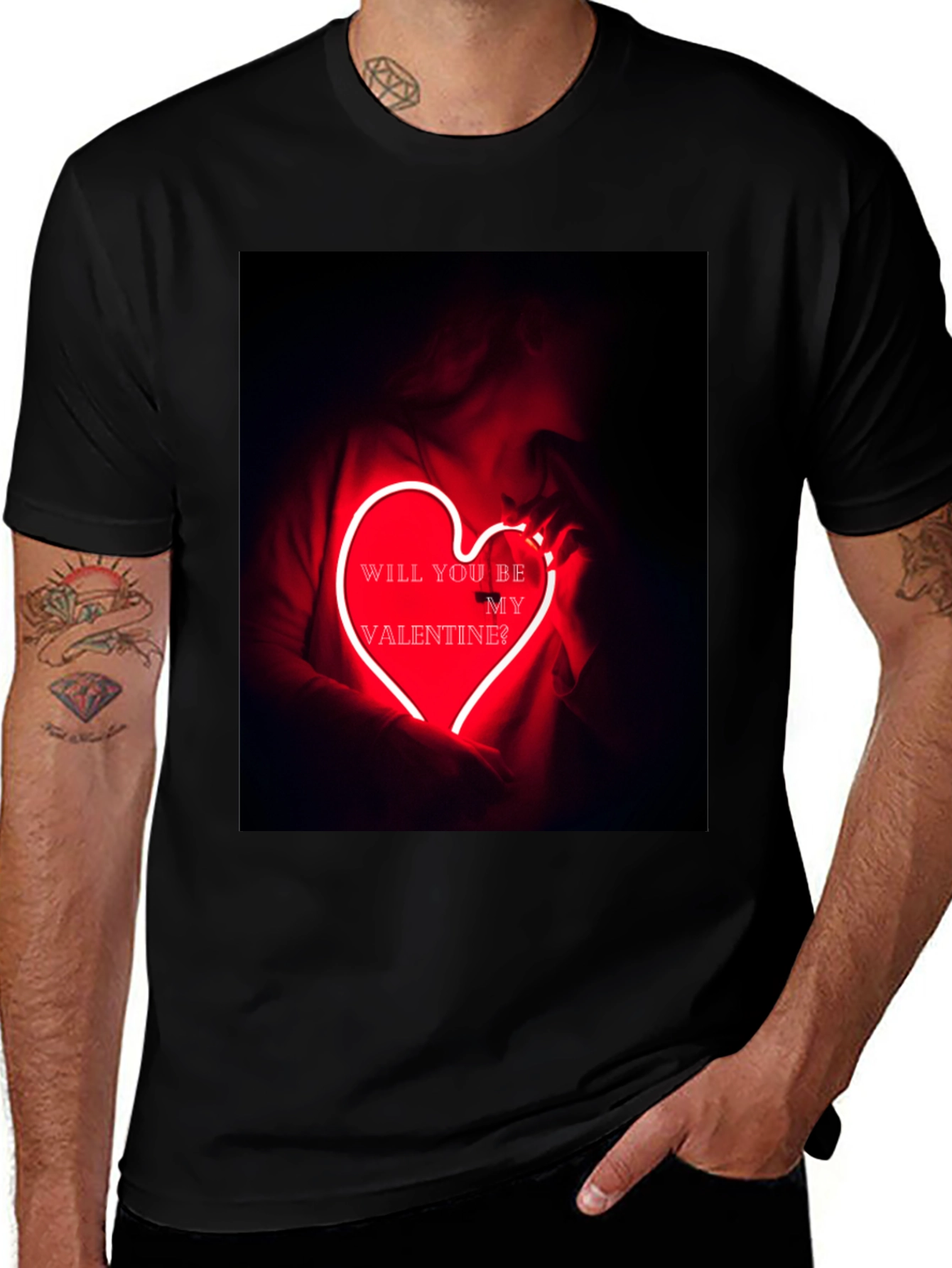 Variant 14 of Valentine's Day Graphic Tee - Neon Heart T-Shirt