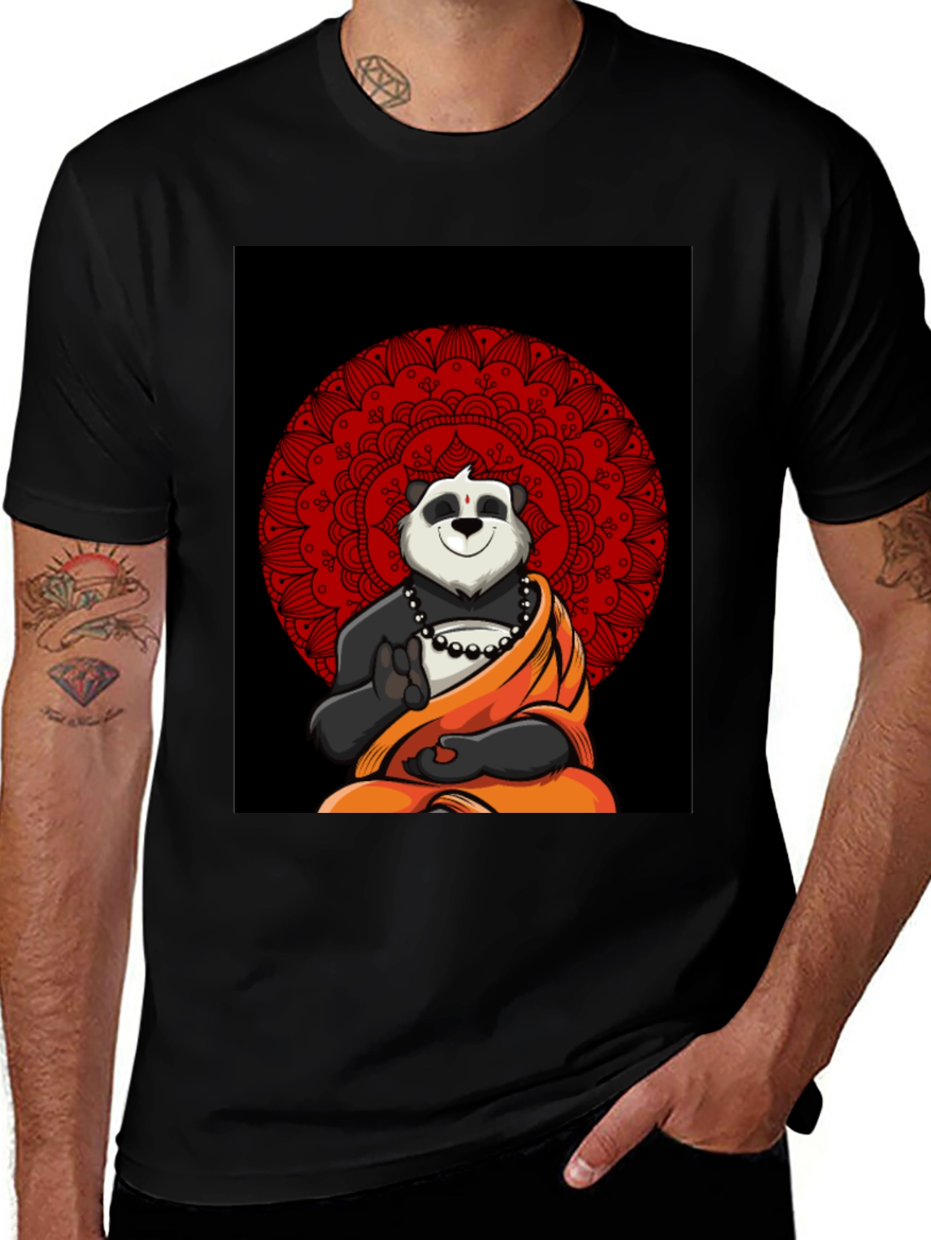 Variant 4 of Meditating Panda Mandala T-Shirt - Relaxed Fit