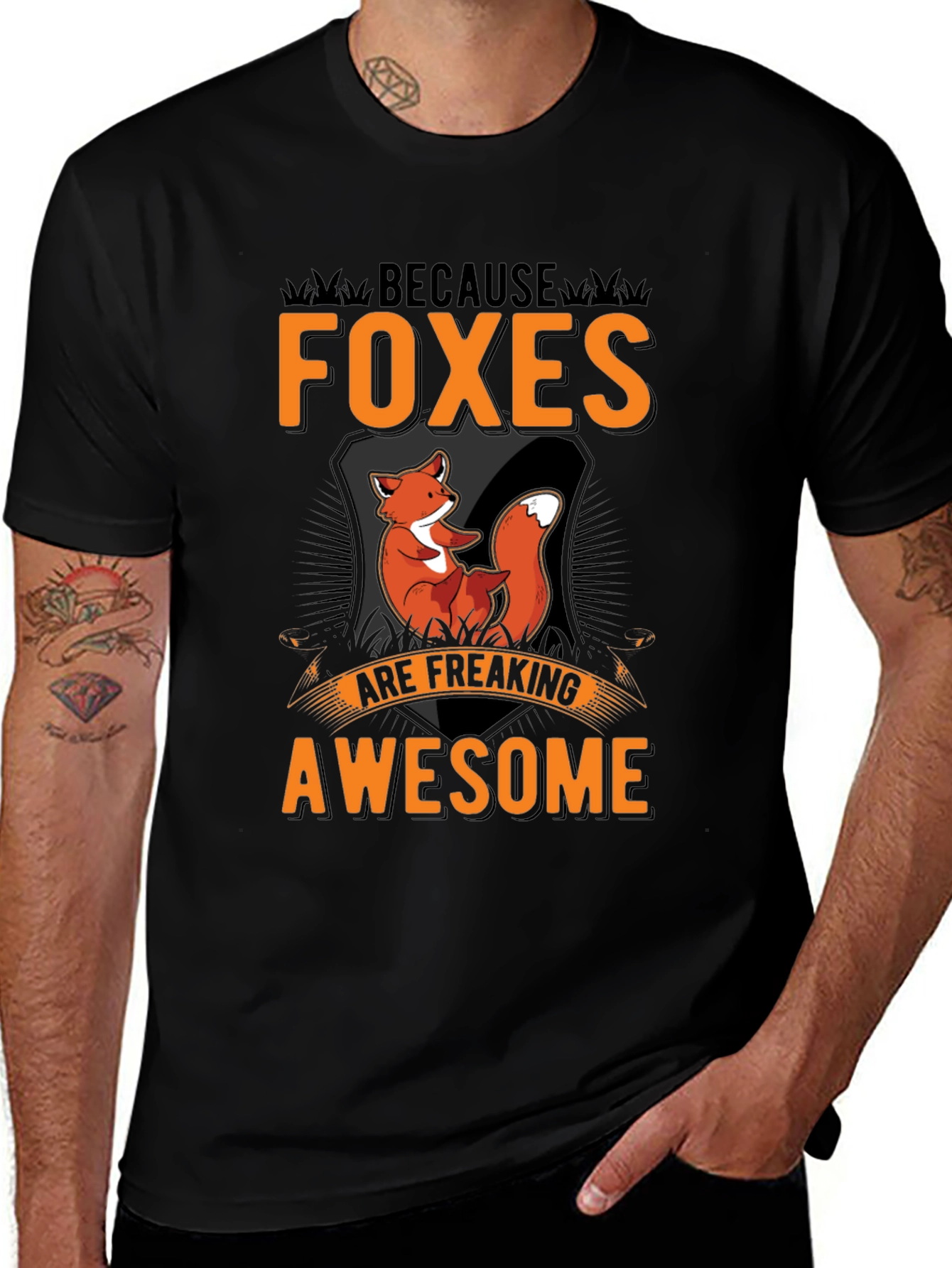 Black Foxes Are Awesome Black Graphic Tee main image