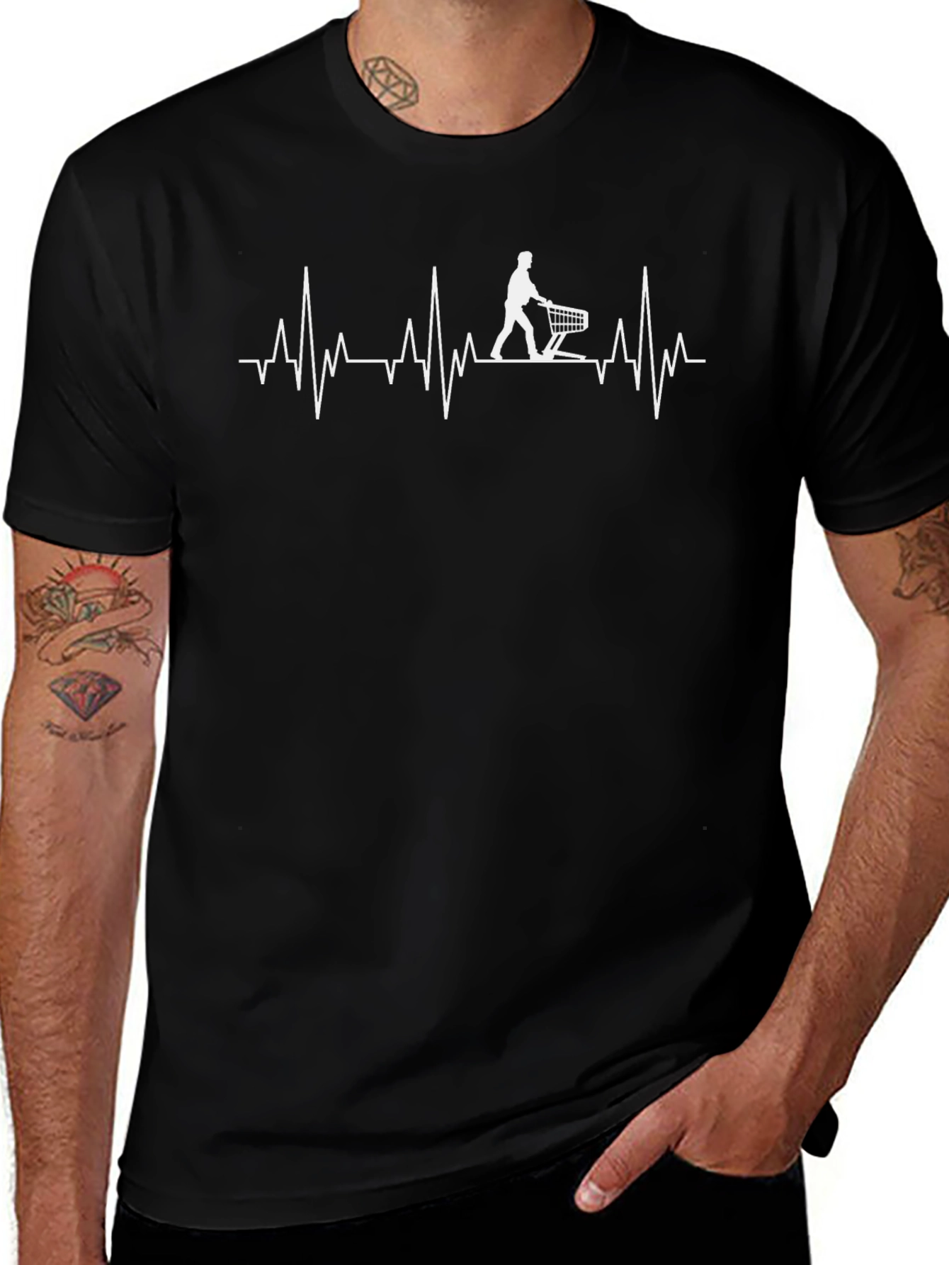 Shopping Cart ECG T-Shirt - Black