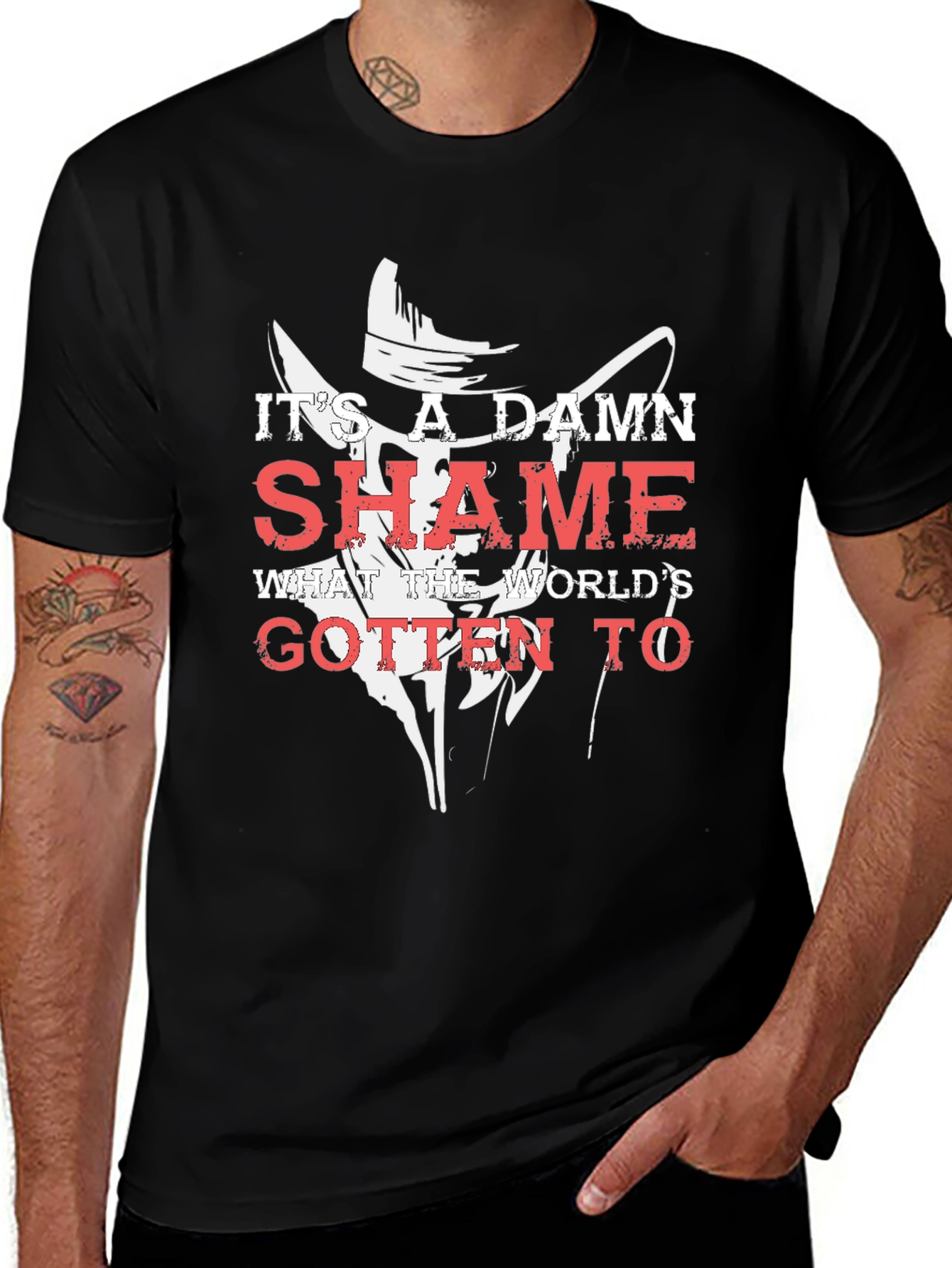 Variant 26 of Damn Shame Graphic Tee - Black Cotton Blend