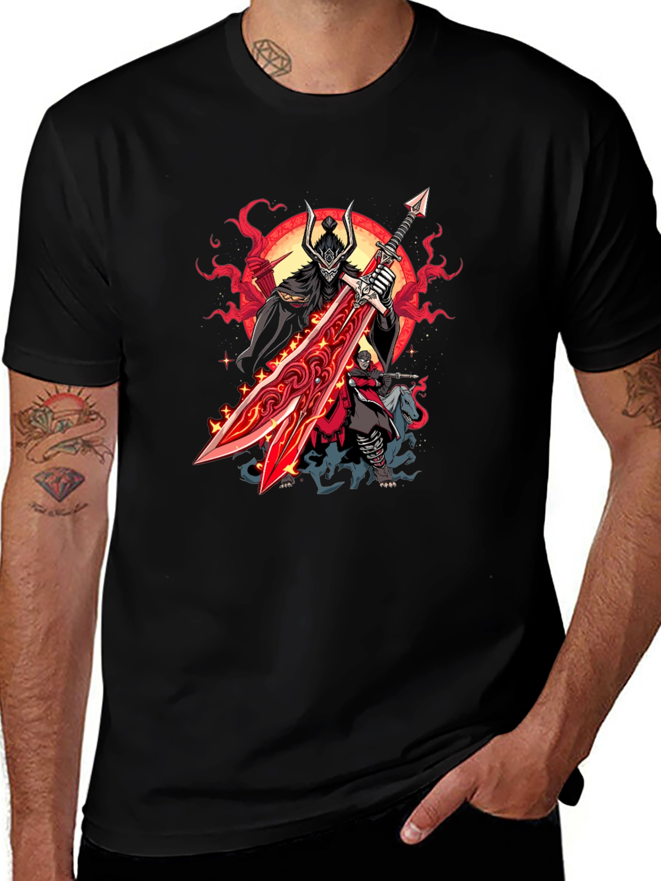 Variant 22 of Samurai Warrior Graphic Print Black T-Shirt
