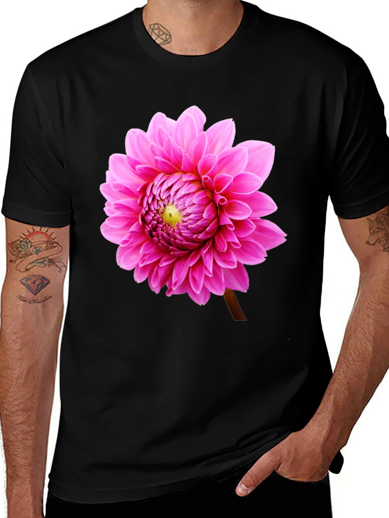 Variant 25 of Floral Print Black T-Shirt