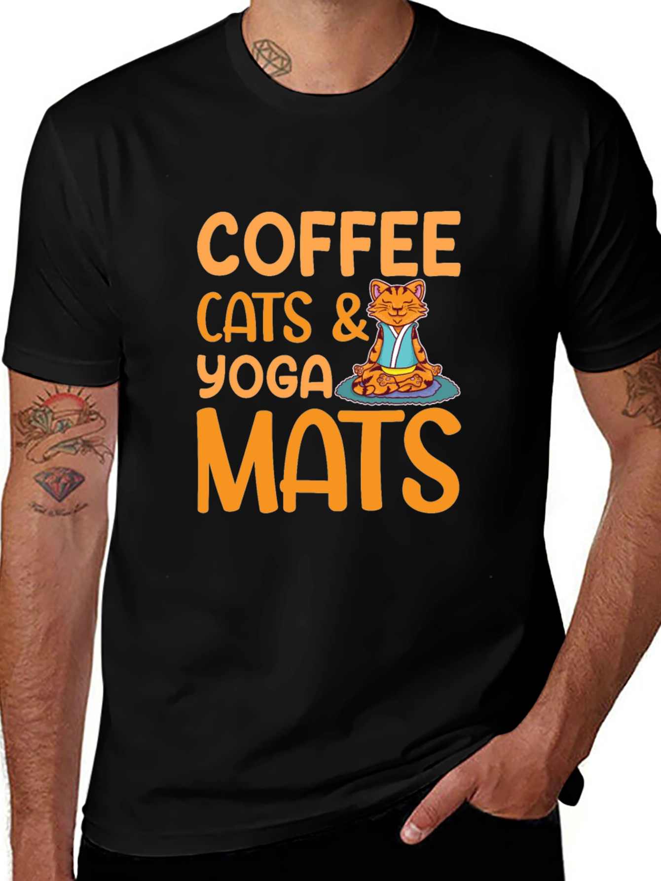 Variant 13 of Coffee Cats Yoga Mats Graphic T-Shirt