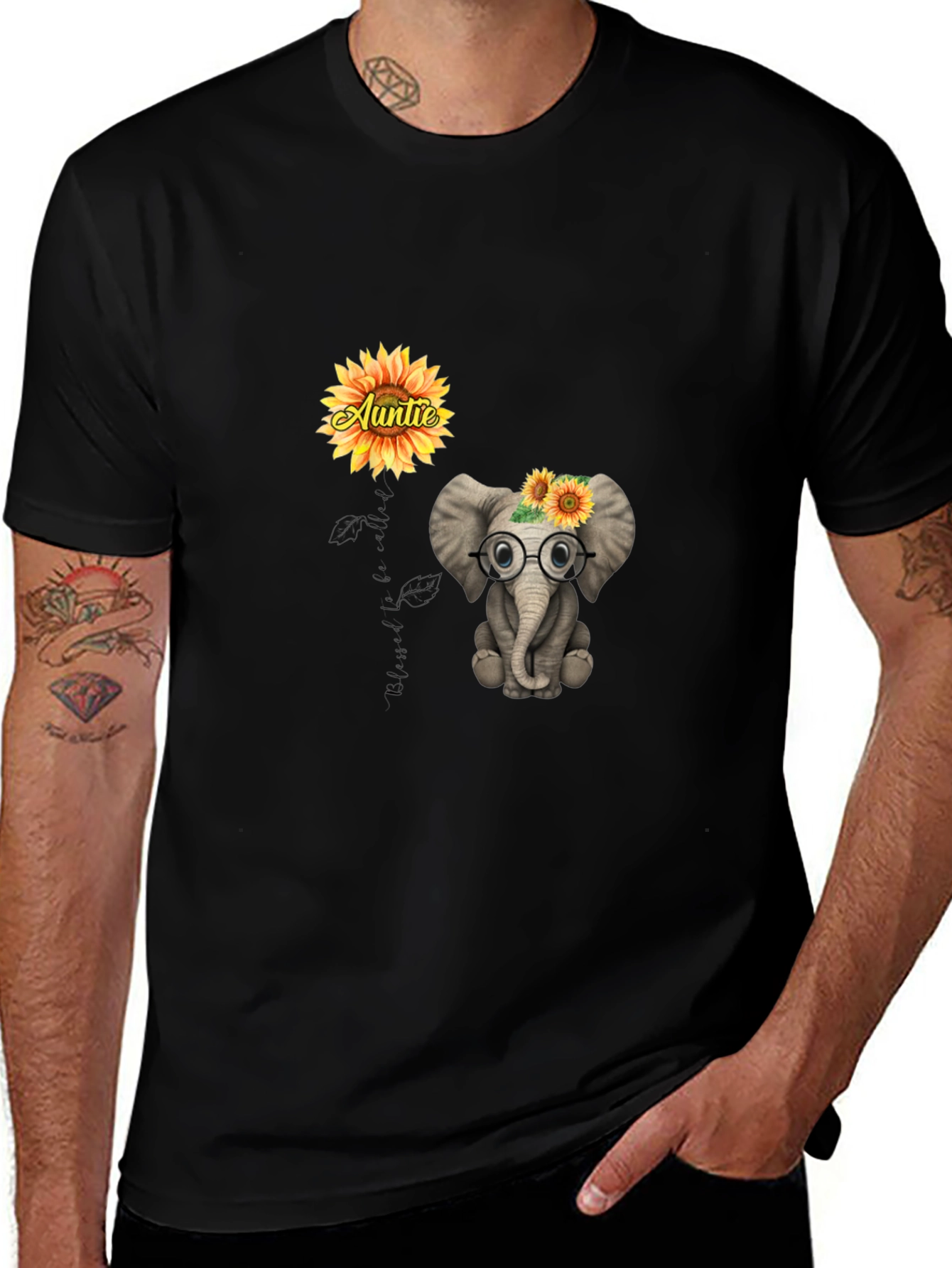 Variant 6 of Auntie's Little Elephant T-Shirt - Cute Graphic Tee