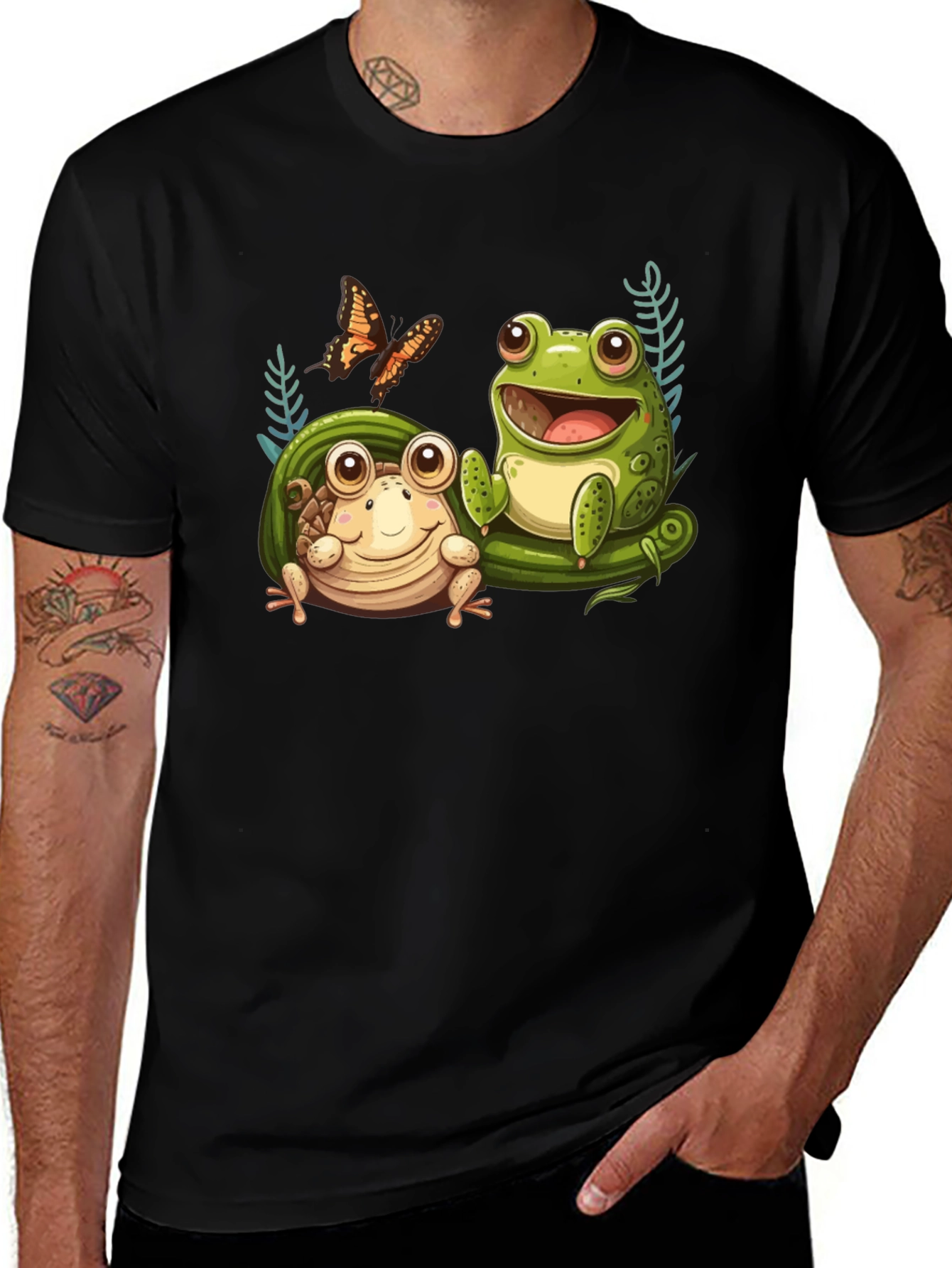 Frog & Butterfly Graphic T-Shirt