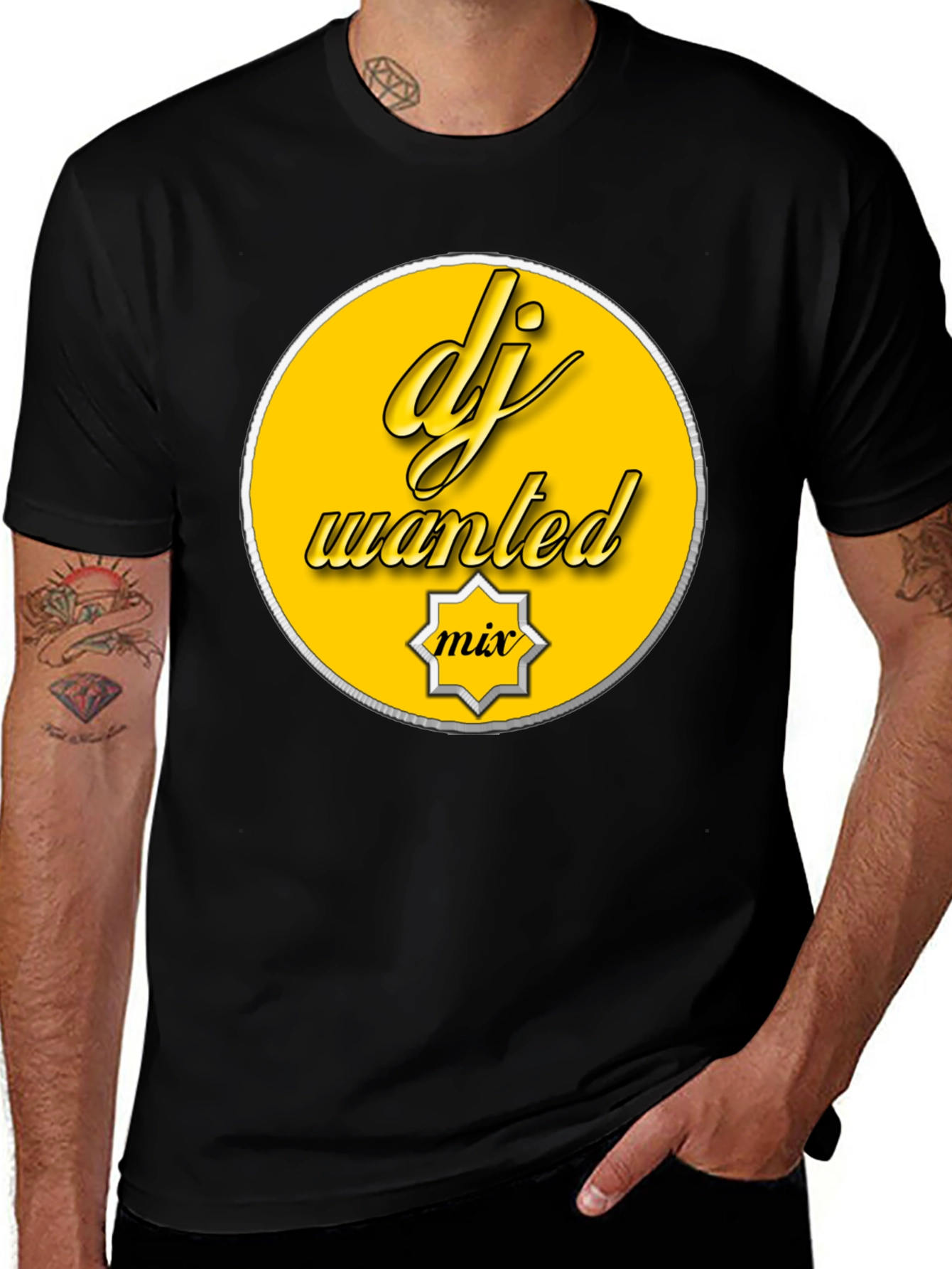 Variant 6 of DJ Wanted Mix Black T-Shirt