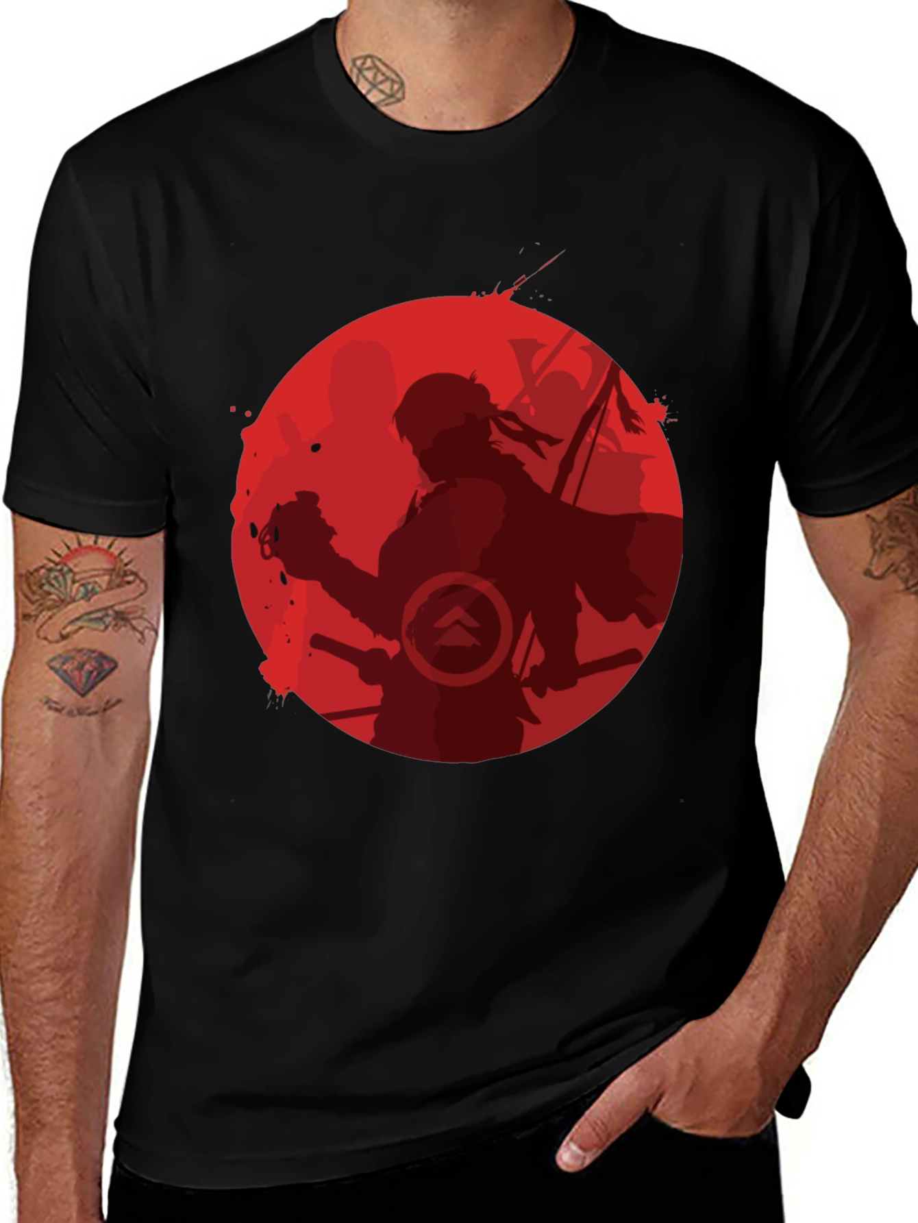 Variant 13 of Samurai Warrior Graphic Tee - Men's Black T-Shirt