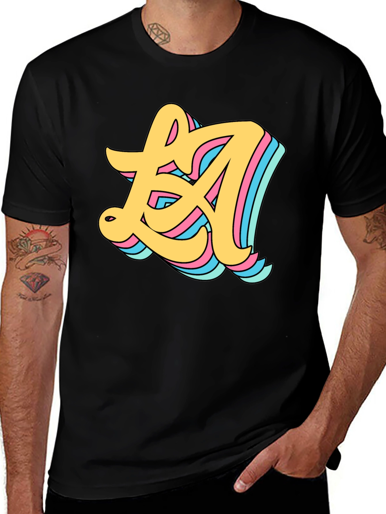 Variant 12 of Retro LA Graphic Black T-Shirt