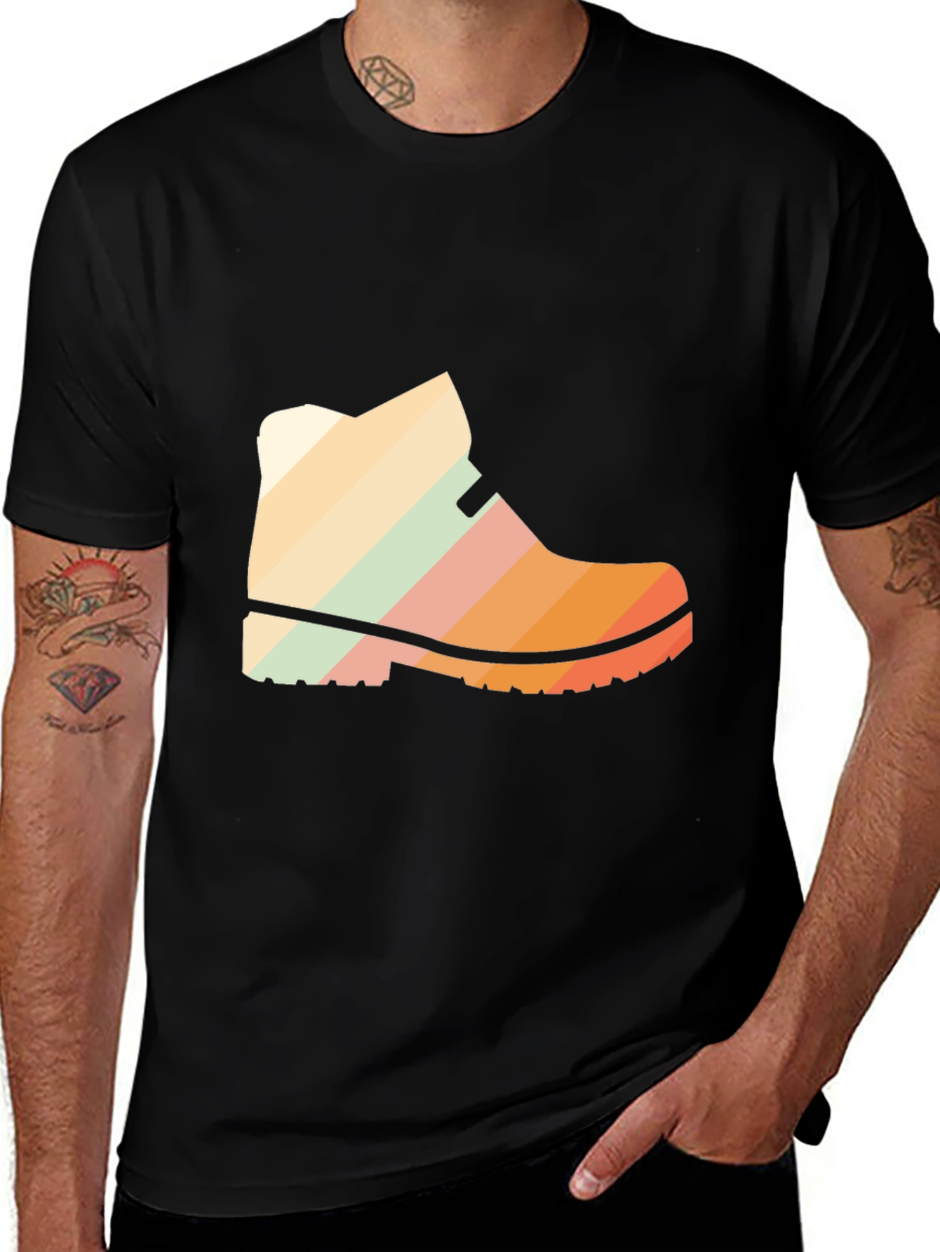 Variant 25 of Retro Hiking Boot Graphic Tee - Black