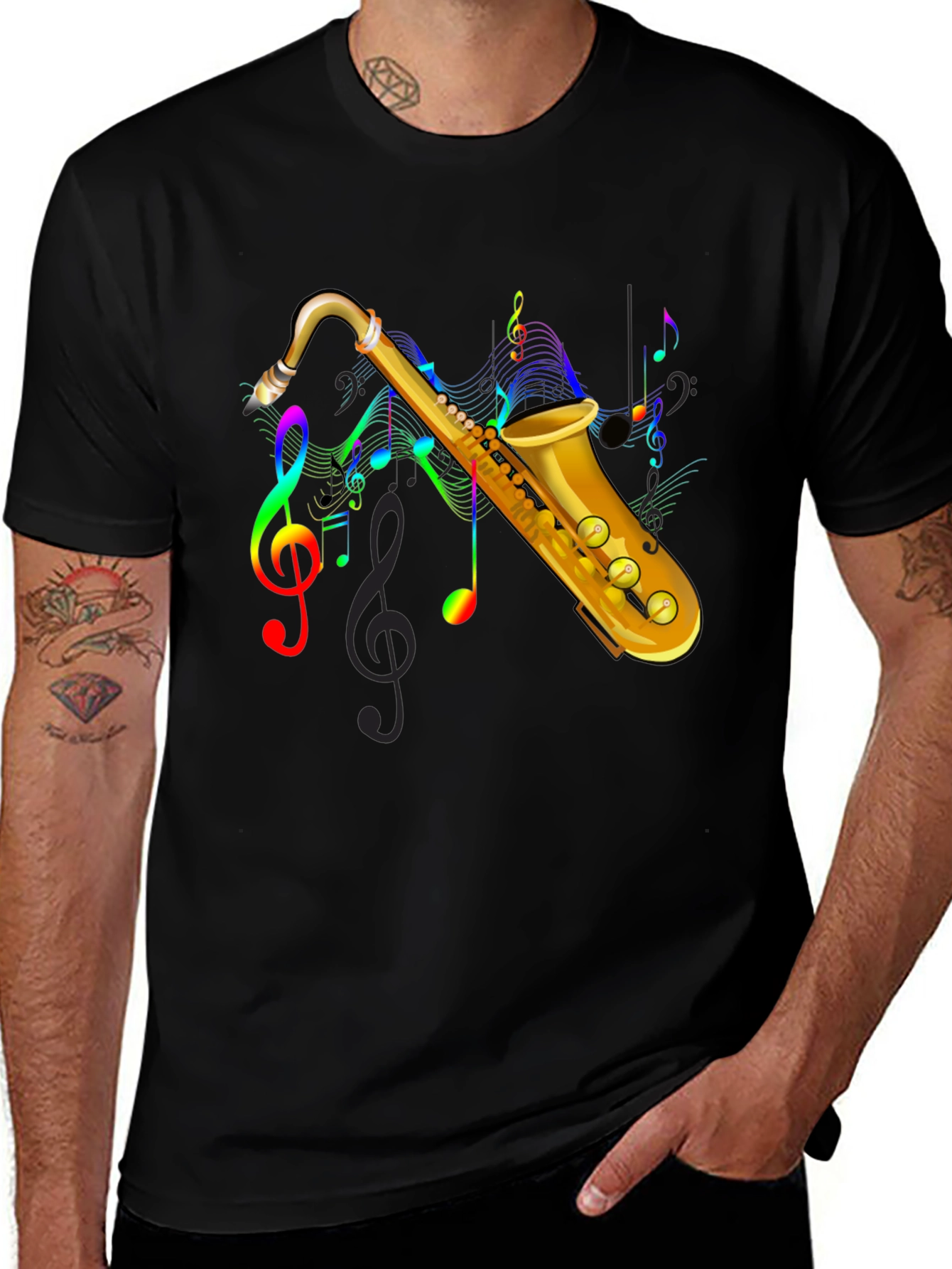 Variant 29 of Saxophone Music Notes Graphic T-Shirt