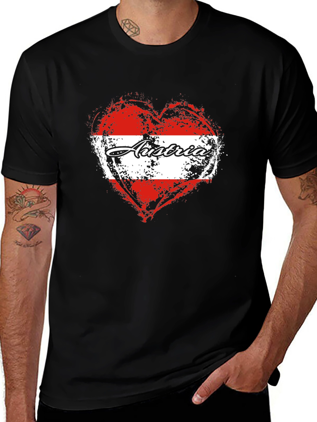 Austria Flag Heart Graphic T-Shirt