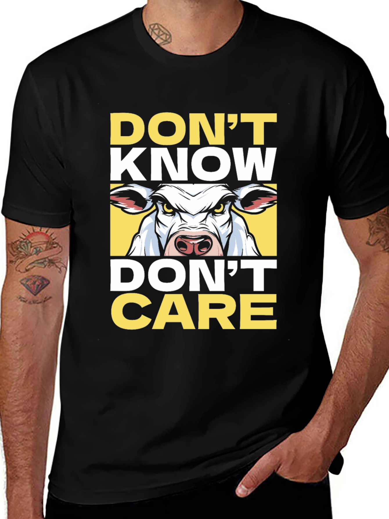 Variant 21 of Don't Know Don't Care Cow Graphic T-Shirt