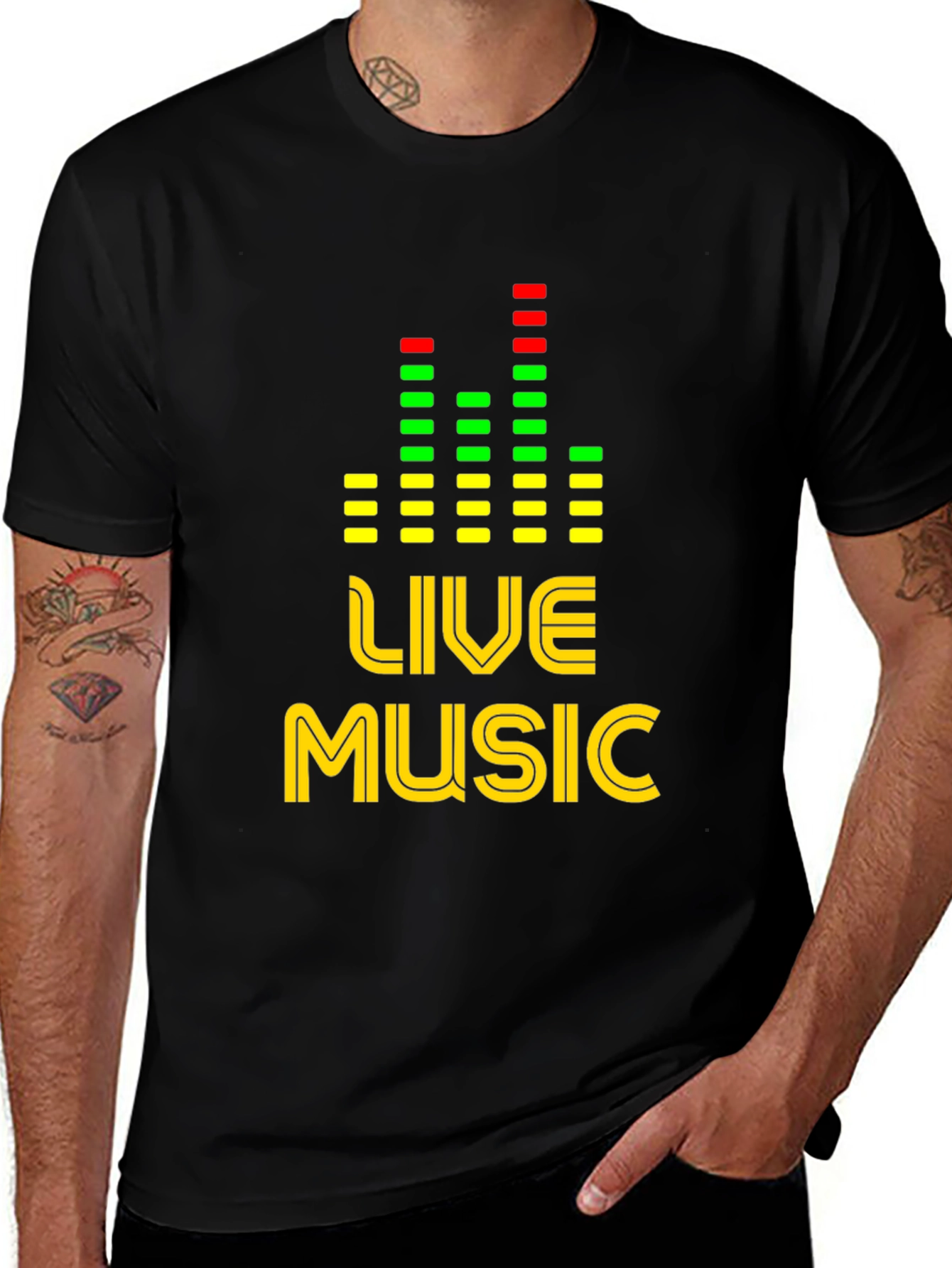Live Music Graphic Tee - Black Cotton T-Shirt
