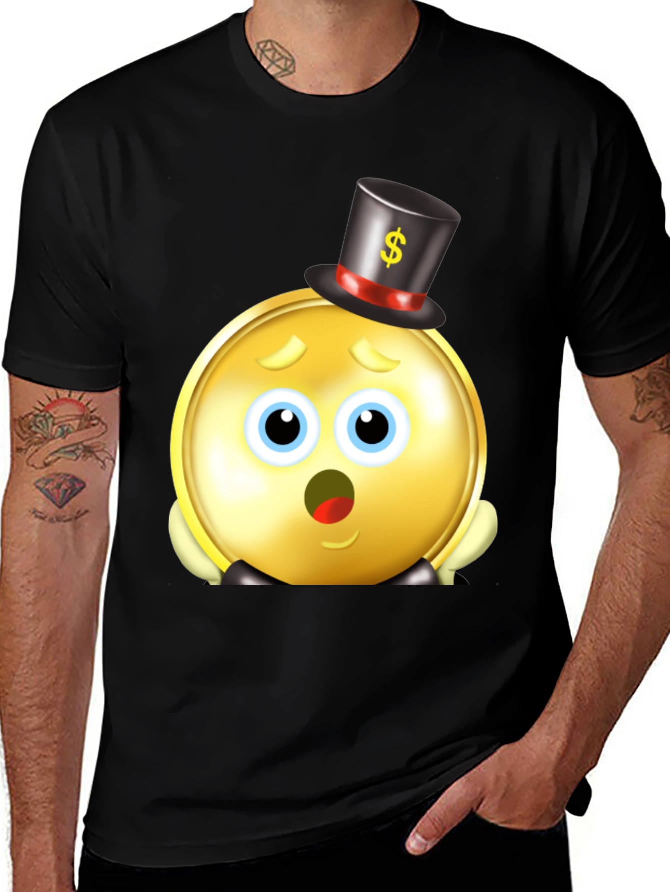 Variant 2 of Funny Coin Emoji Black T-Shirt