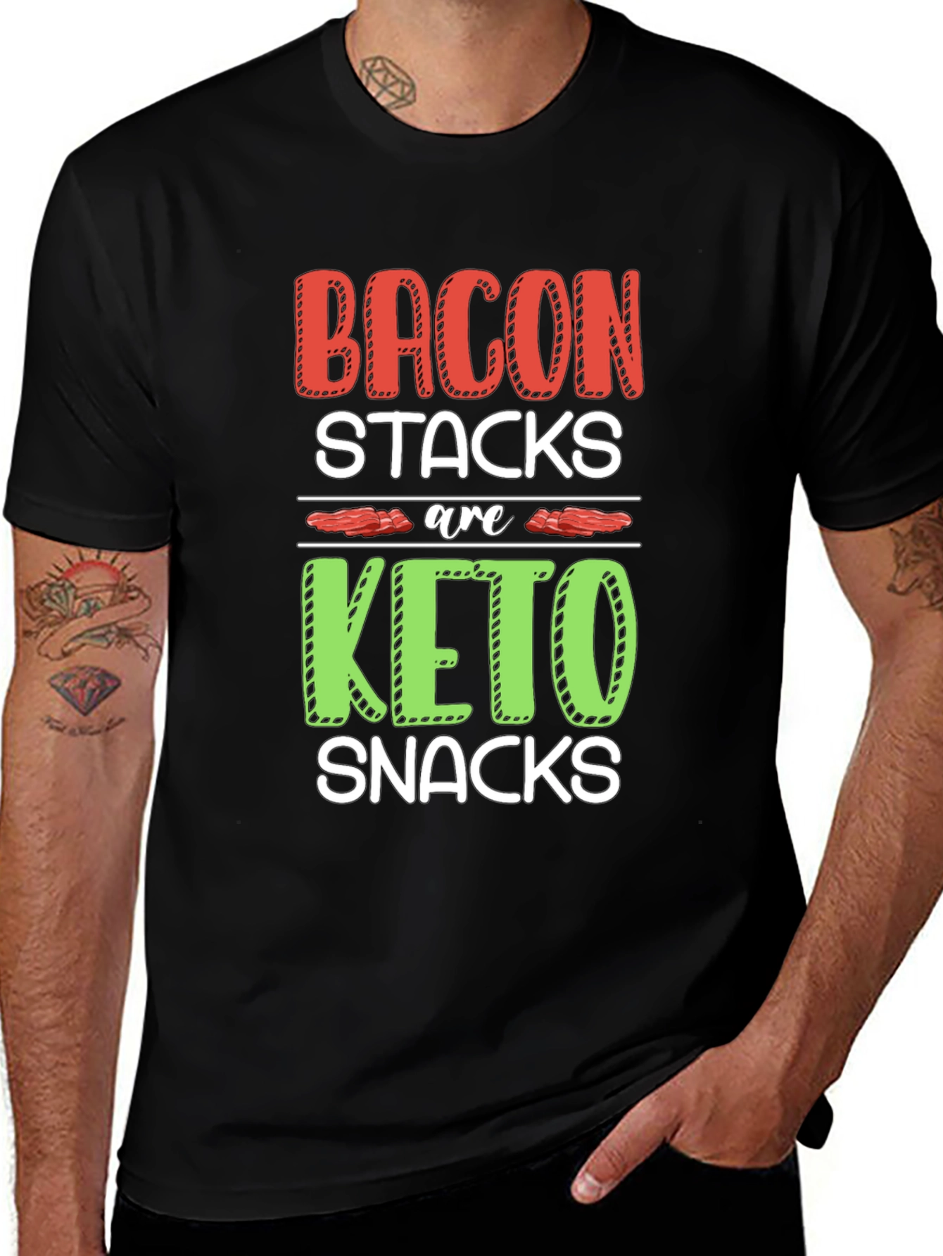 Black Bacon Keto Diet Black T-Shirt main image