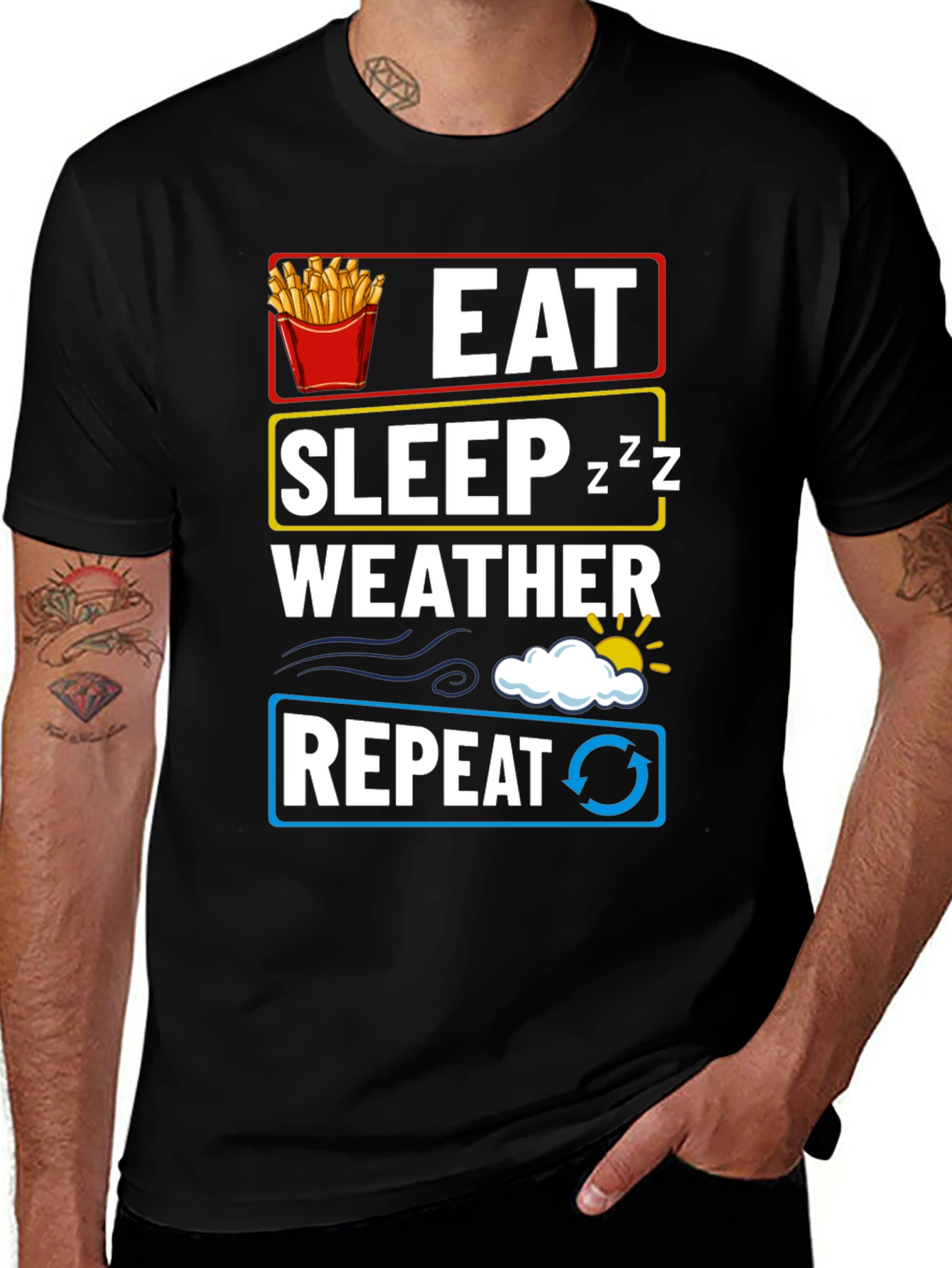 Variant 22 of Eat Sleep Weather Repeat Graphic T-Shirt