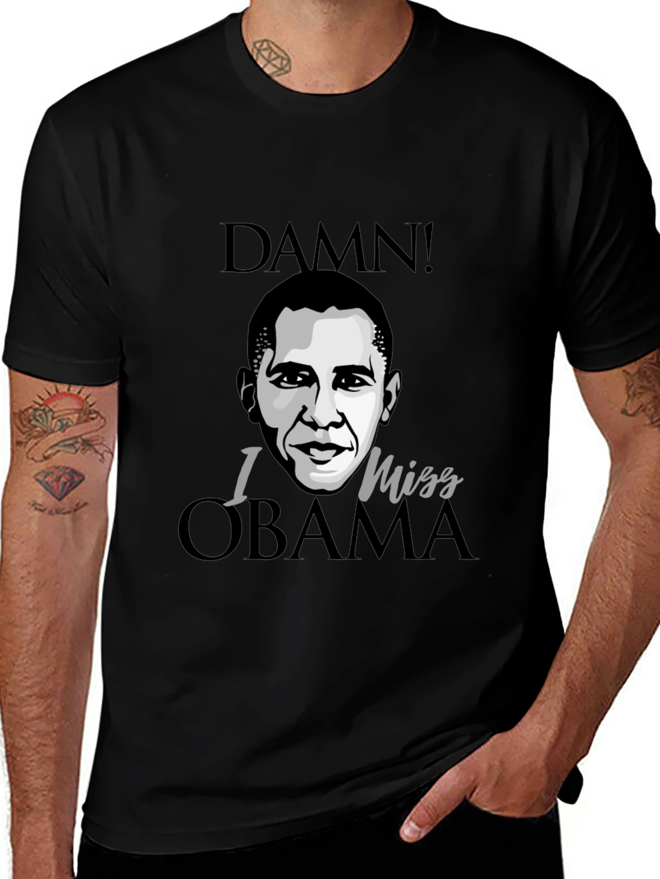 Variant 11 of Damn I Miss Obama Black Graphic Tee Shirt