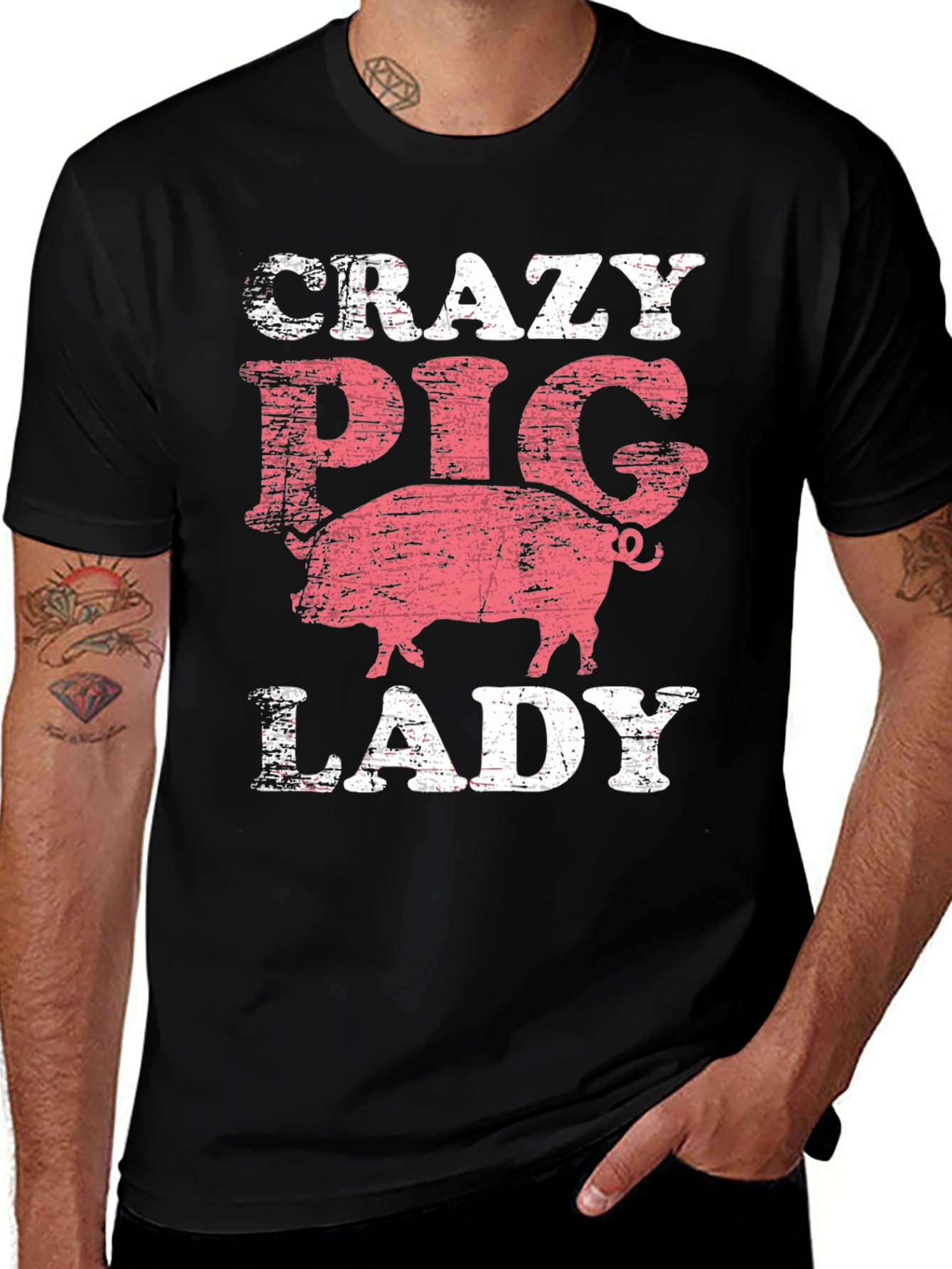 Variant 4 of Crazy Pig Lady T-Shirt - Farm Animal Lover Tee
