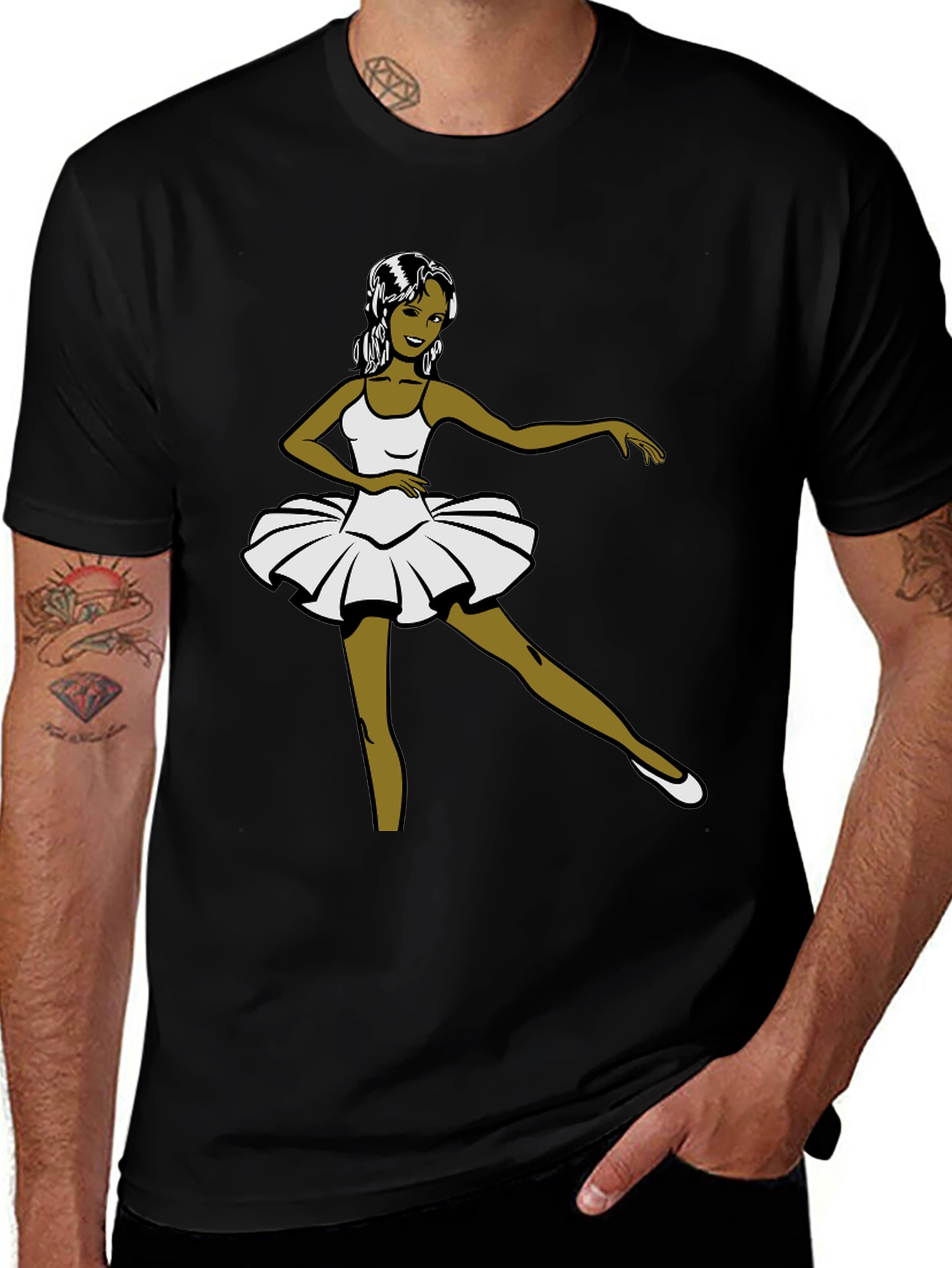 Variant 21 of Ballerina Graphic Tee - Black Cotton T-Shirt