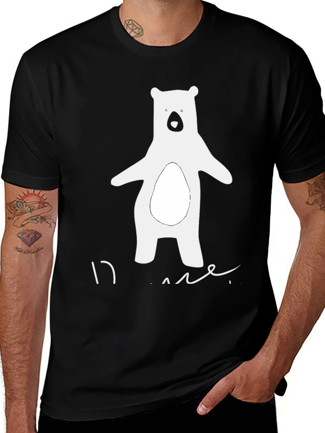 Variant 28 of Bear Graphic Black T-Shirt - Casual Style