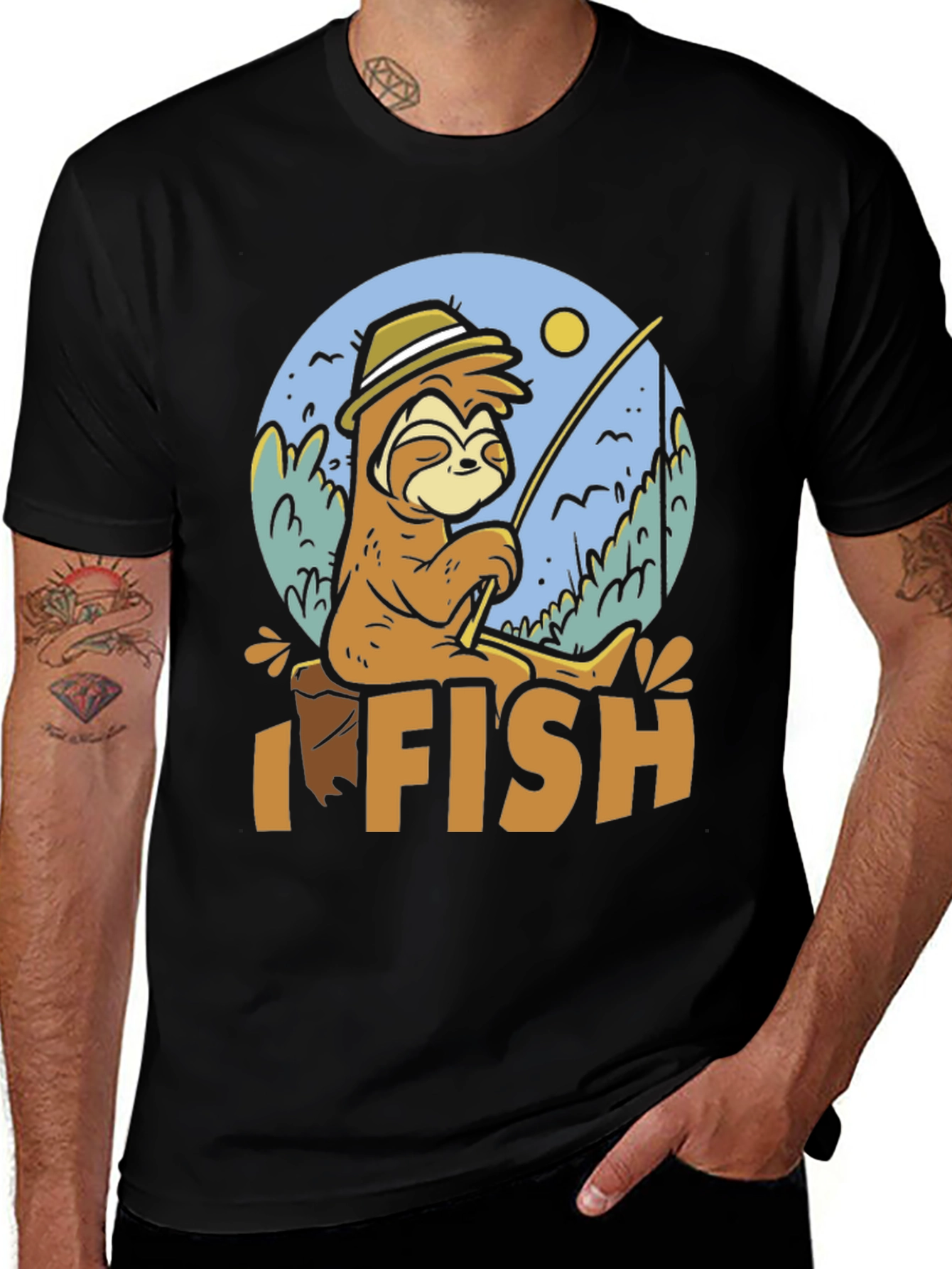 Variant 20 of Sloth I Fish T-Shirt Funny Fishing Tee