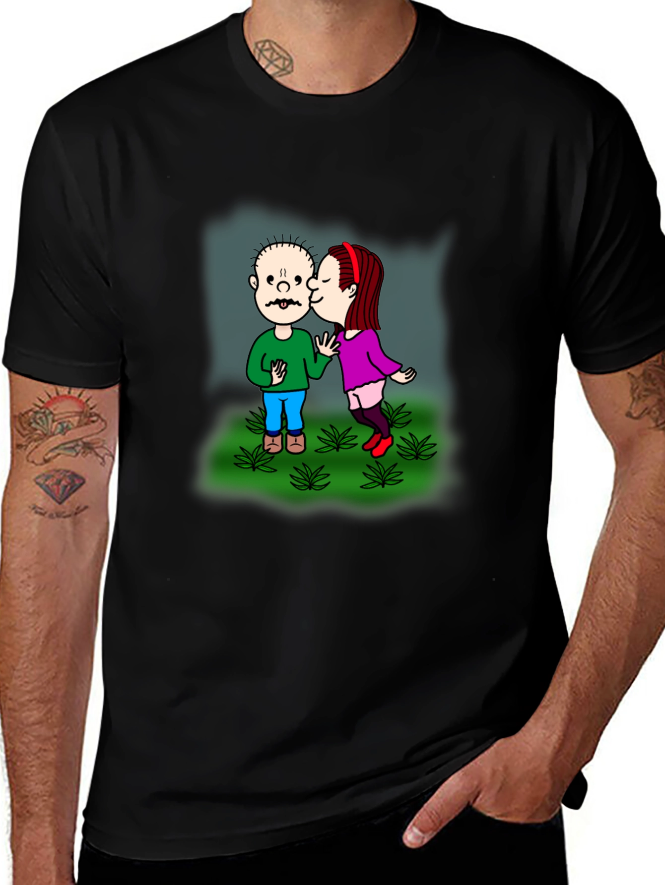 Variant 5 of Cartoon Kissing Couple T-Shirt