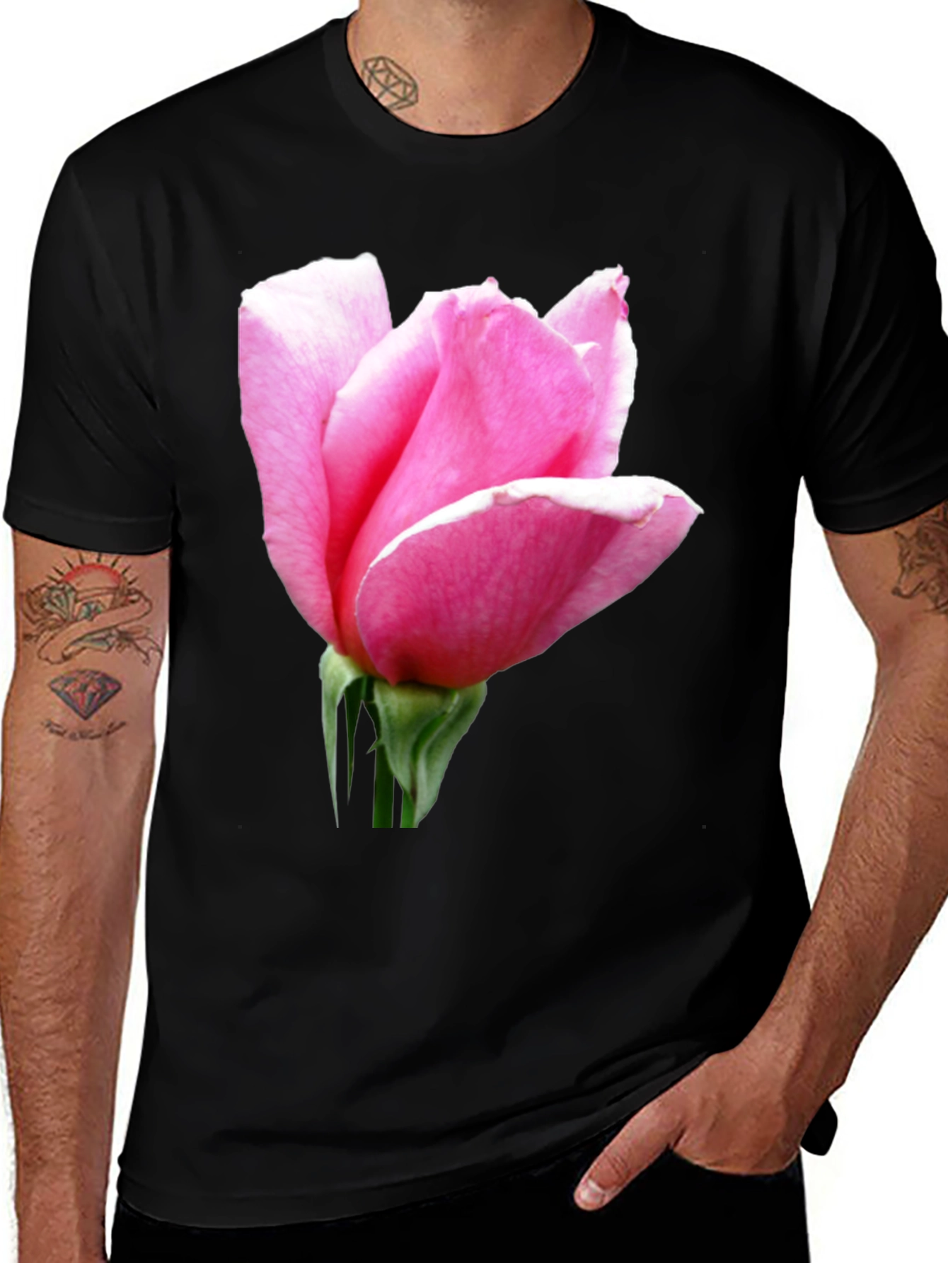 Variant 11 of Pink Rose Graphic Tee - Soft Cotton Blend